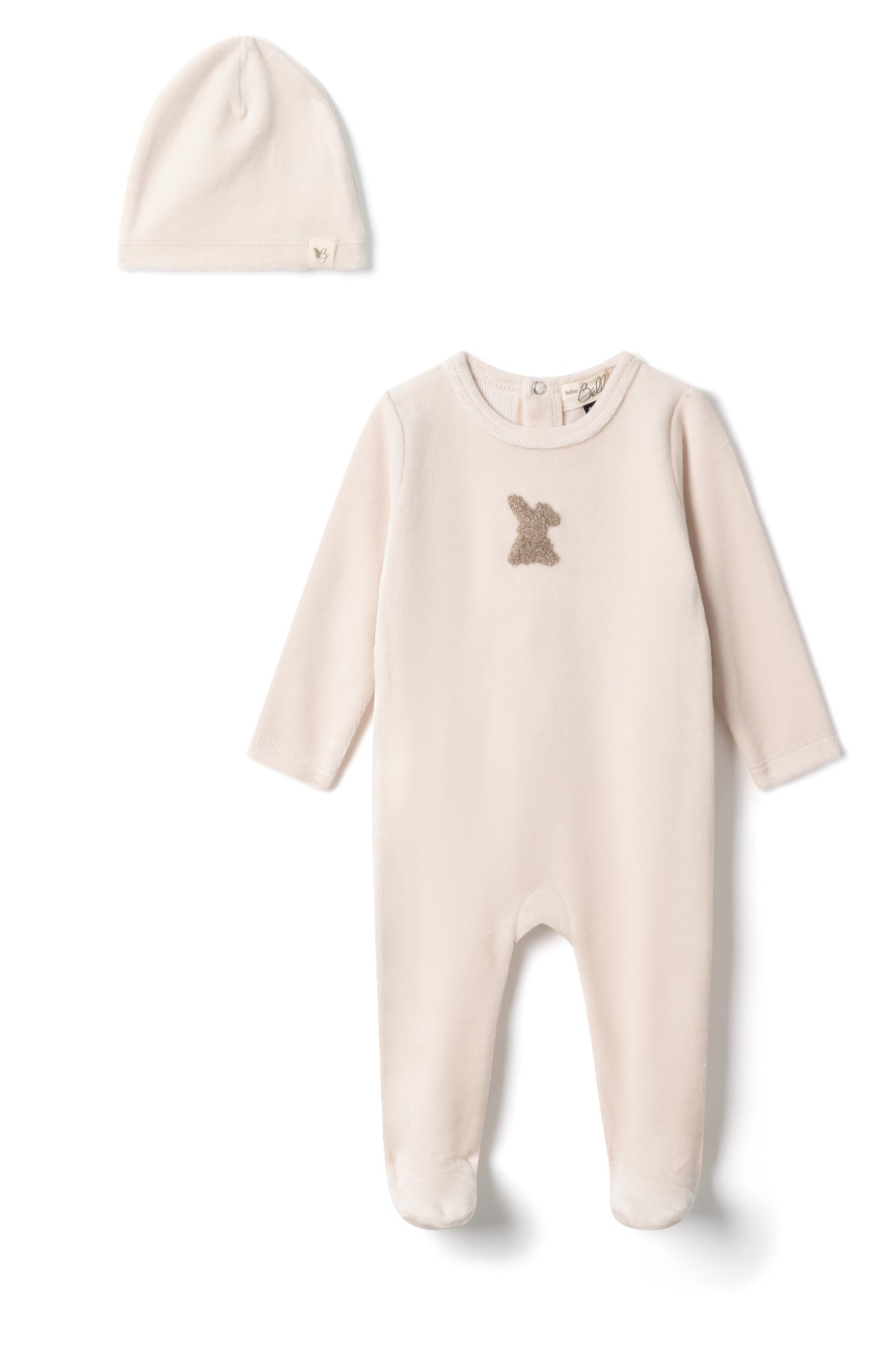Bunny Applique Onesie in Dark Almond by Bebe Bella