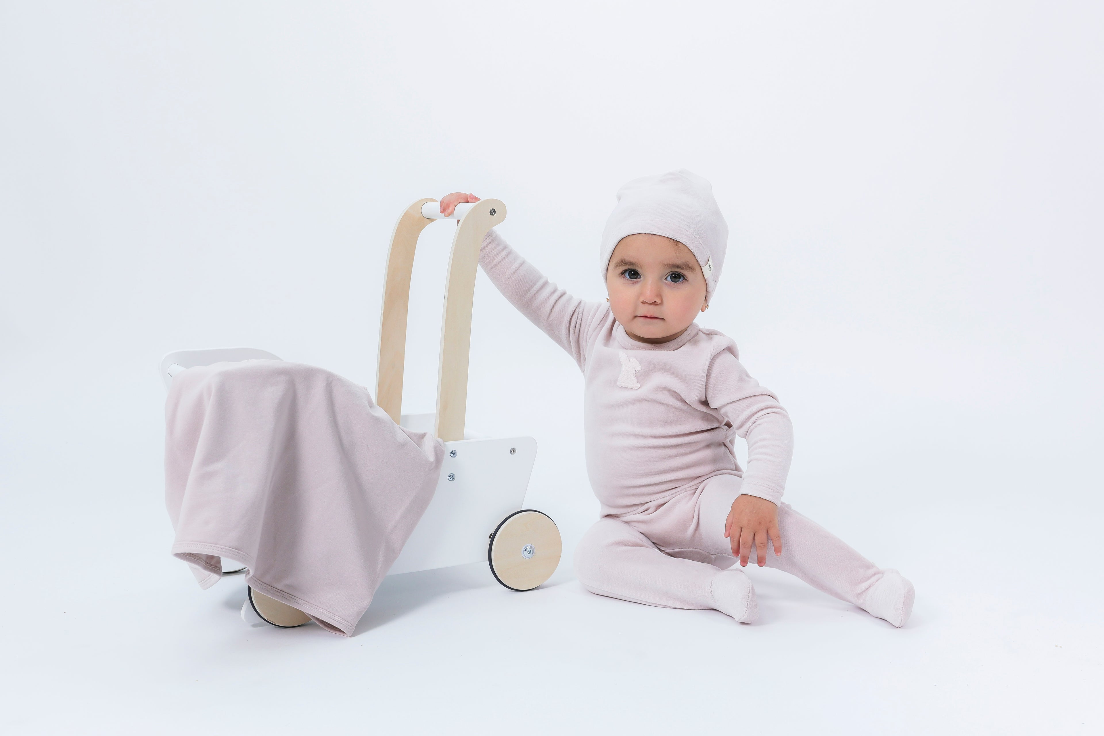 Bunny Applique Onesie in Blue Mist by Bebe Bella