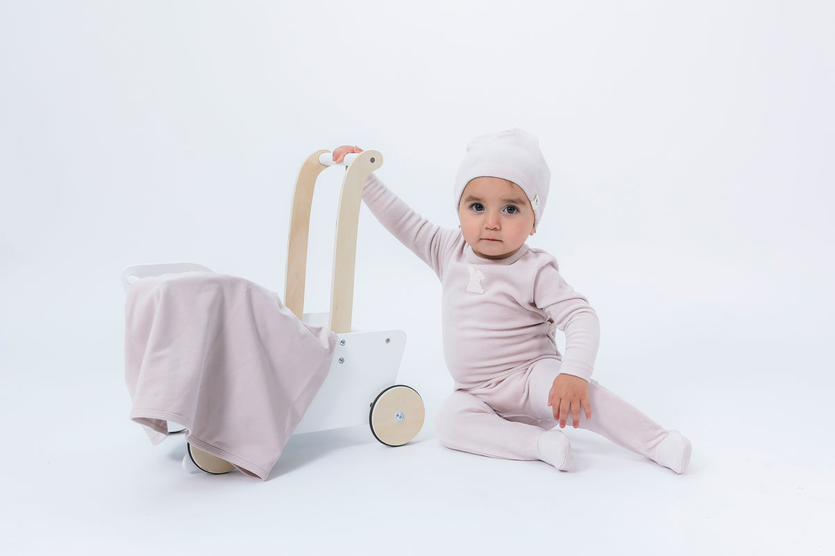 Bunny Applique Onesie in Blue Mist by Bebe Bella