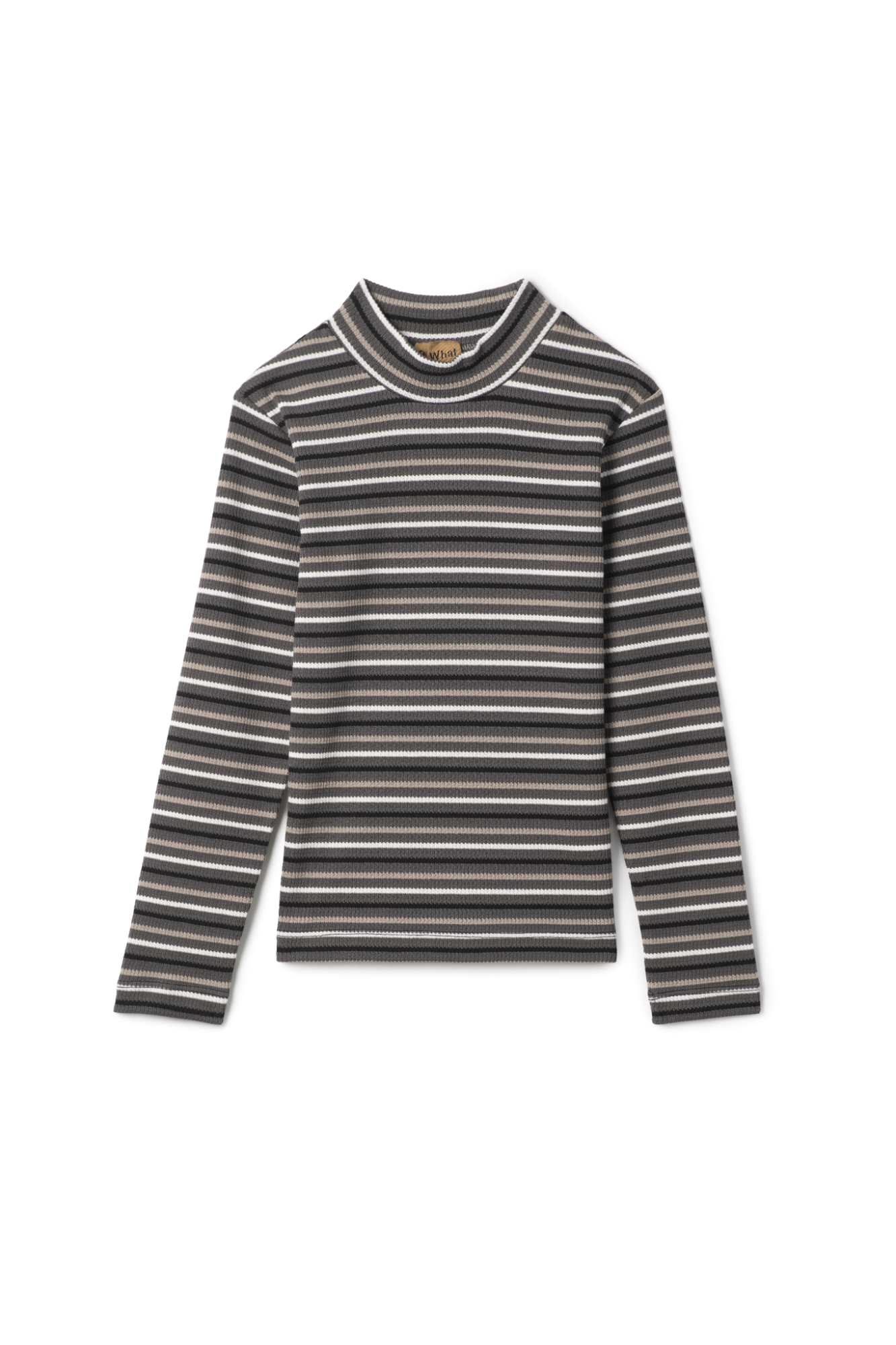 Waffle Stripped Mock Neck Top in Charcoal by So What