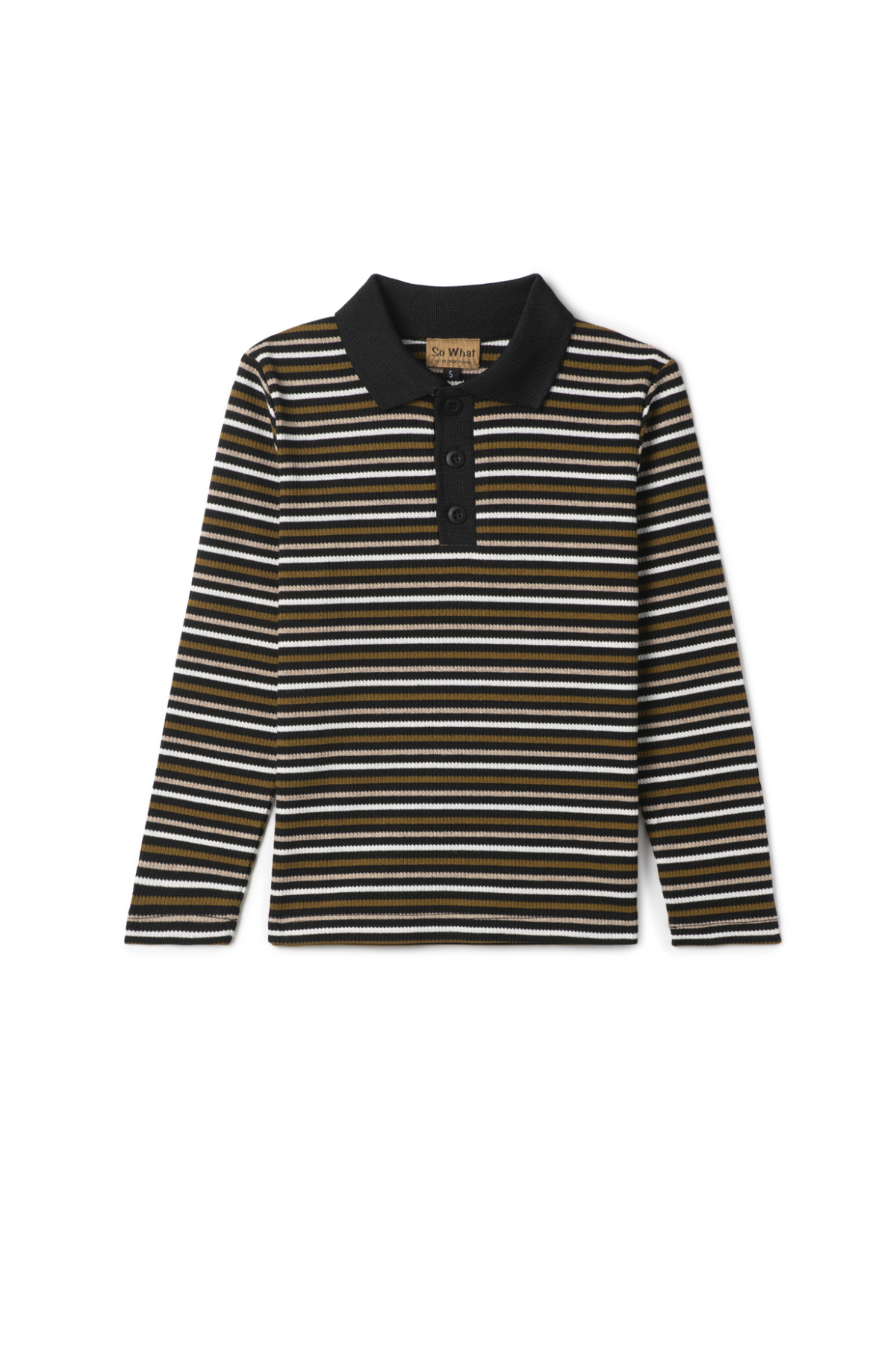 Waffle Stripped Polo in Black by So What