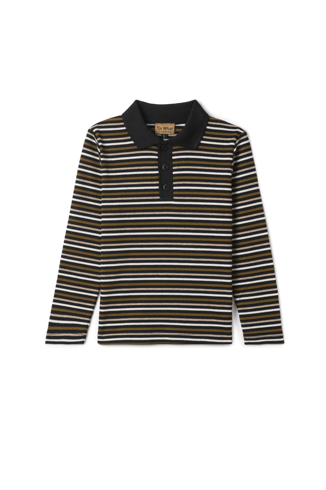 Waffle Stripped Polo in Black by So What