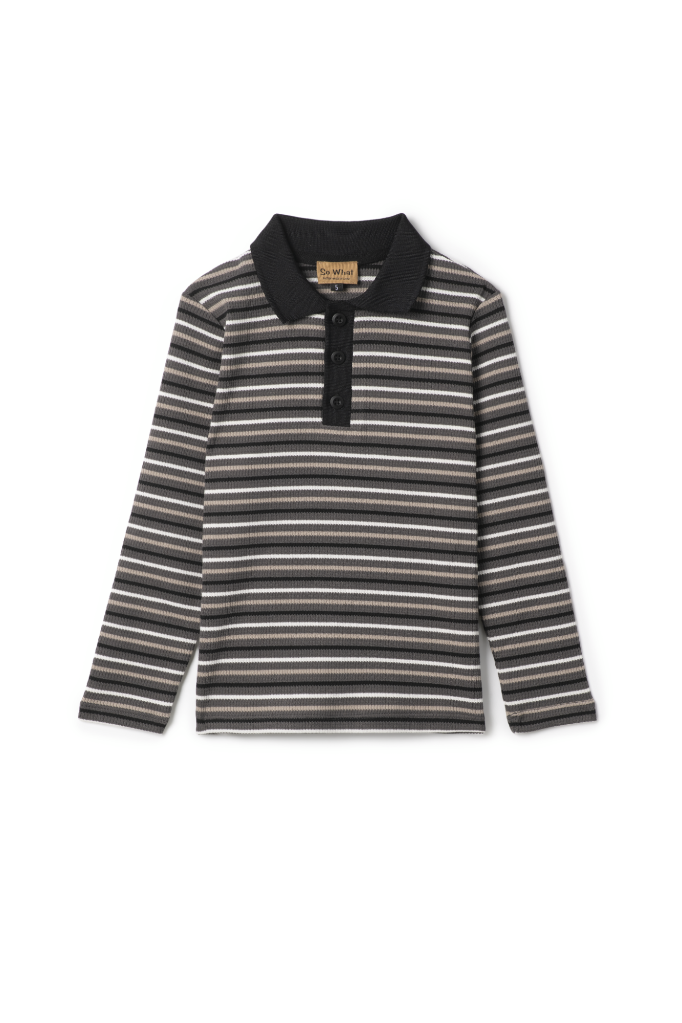 Waffle Stripped Polo in Charcoal by So What