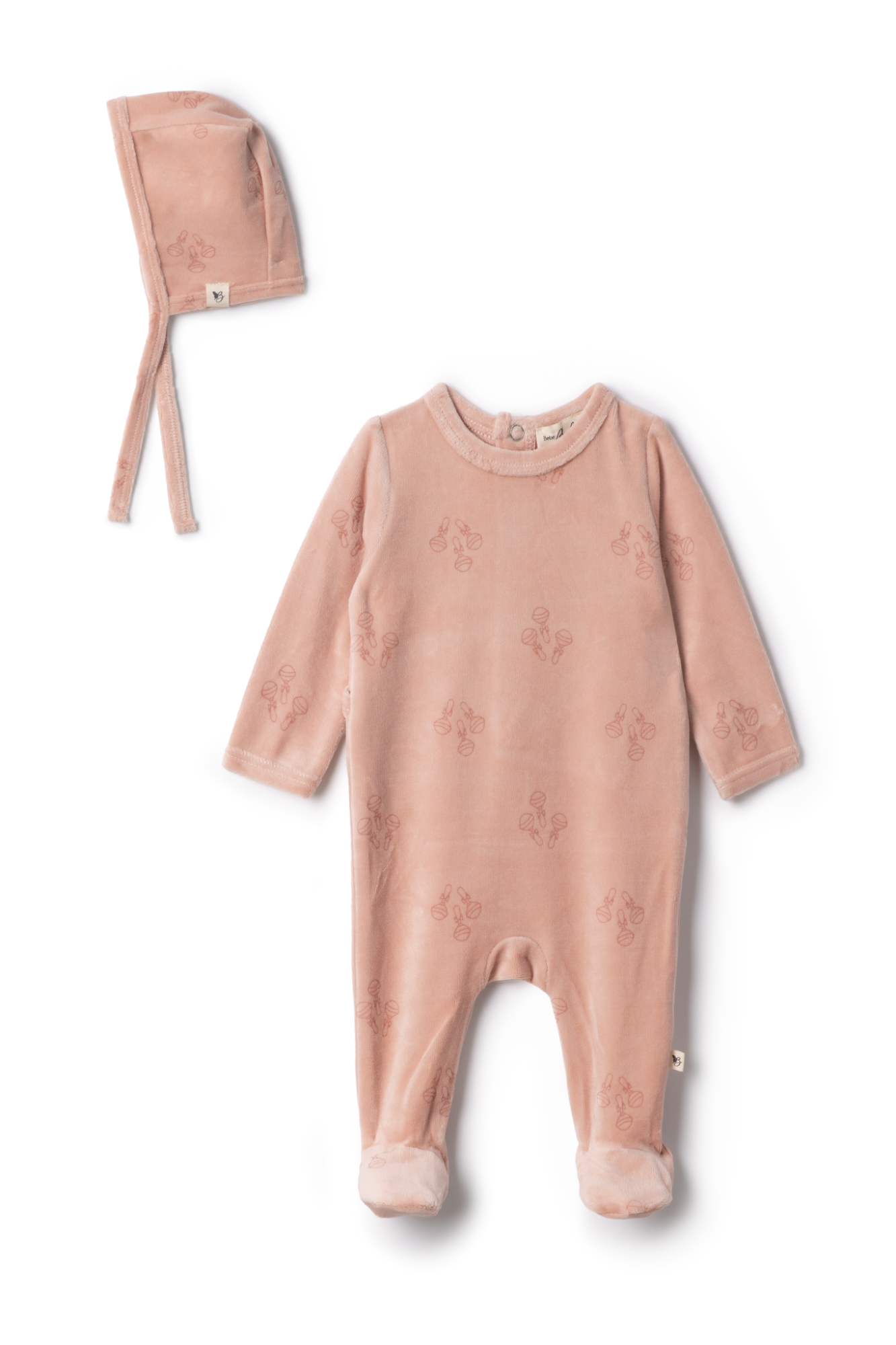 Rattle Print Onesie in Pink by Bebe Bella