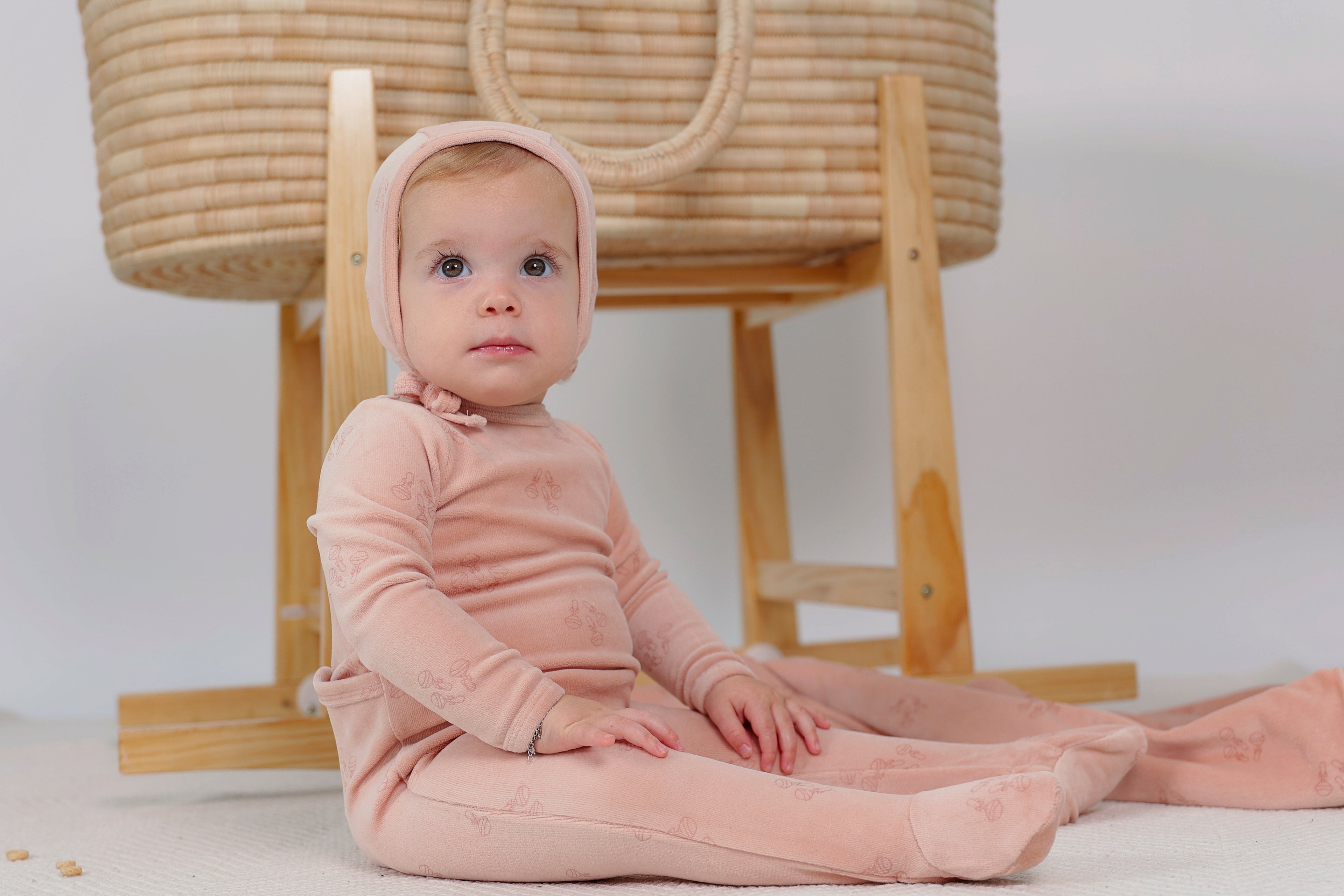 Rattle Print Onesie in Blue by Bebe Bella