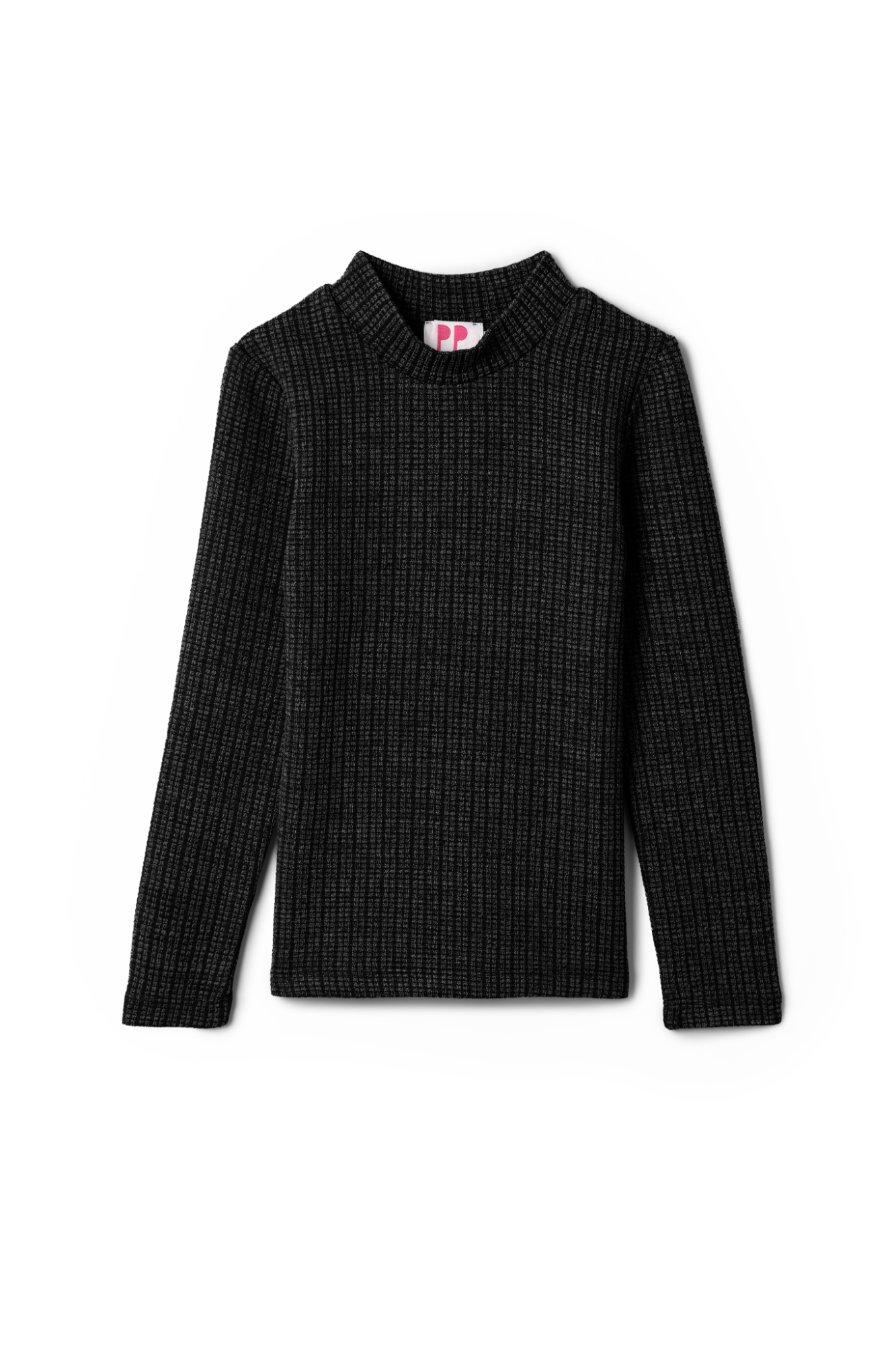 Washed Waffle Mock Neck in Black by Pinky Promise