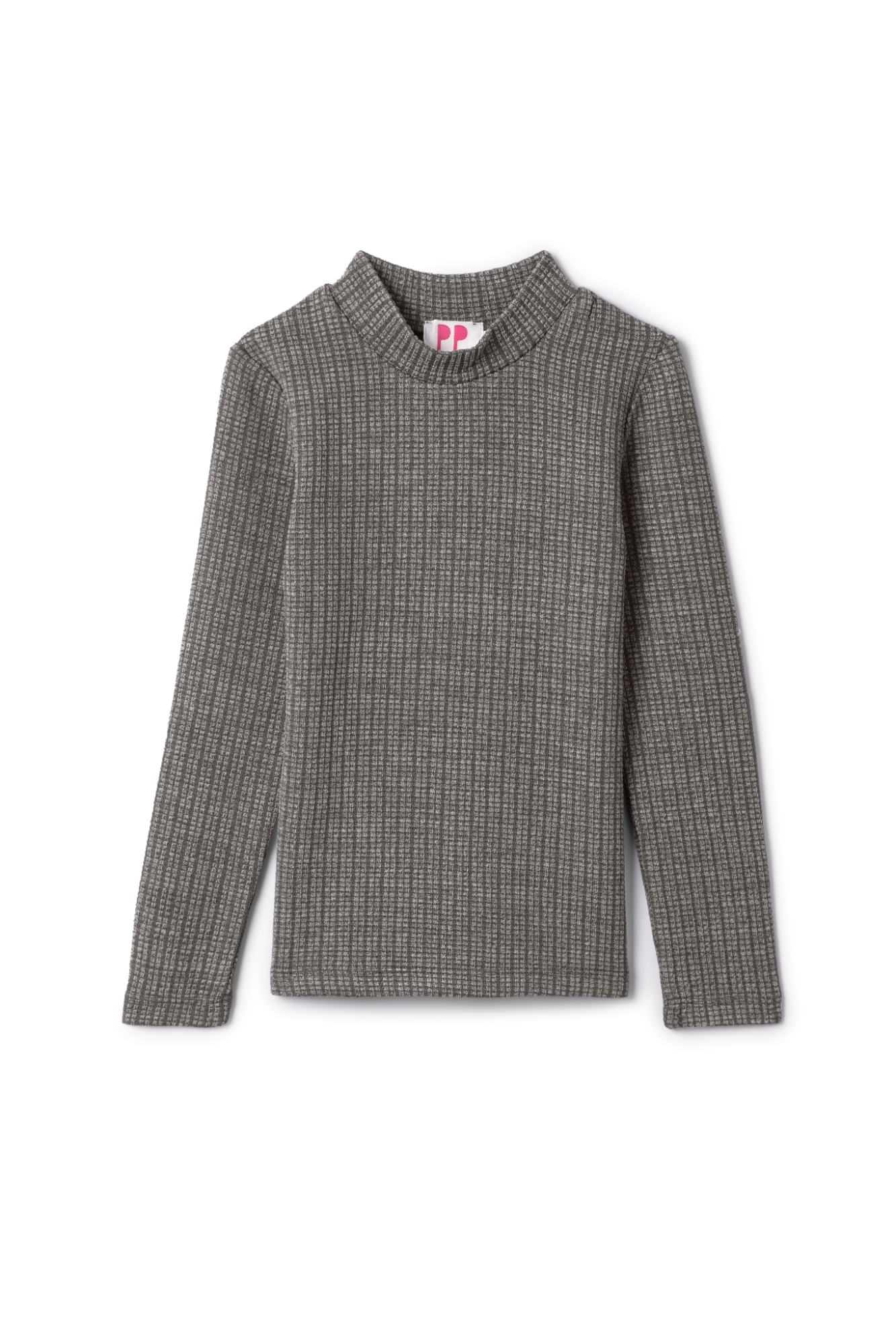 Washed Waffle Mock Neck in Grey by Pinky Promise