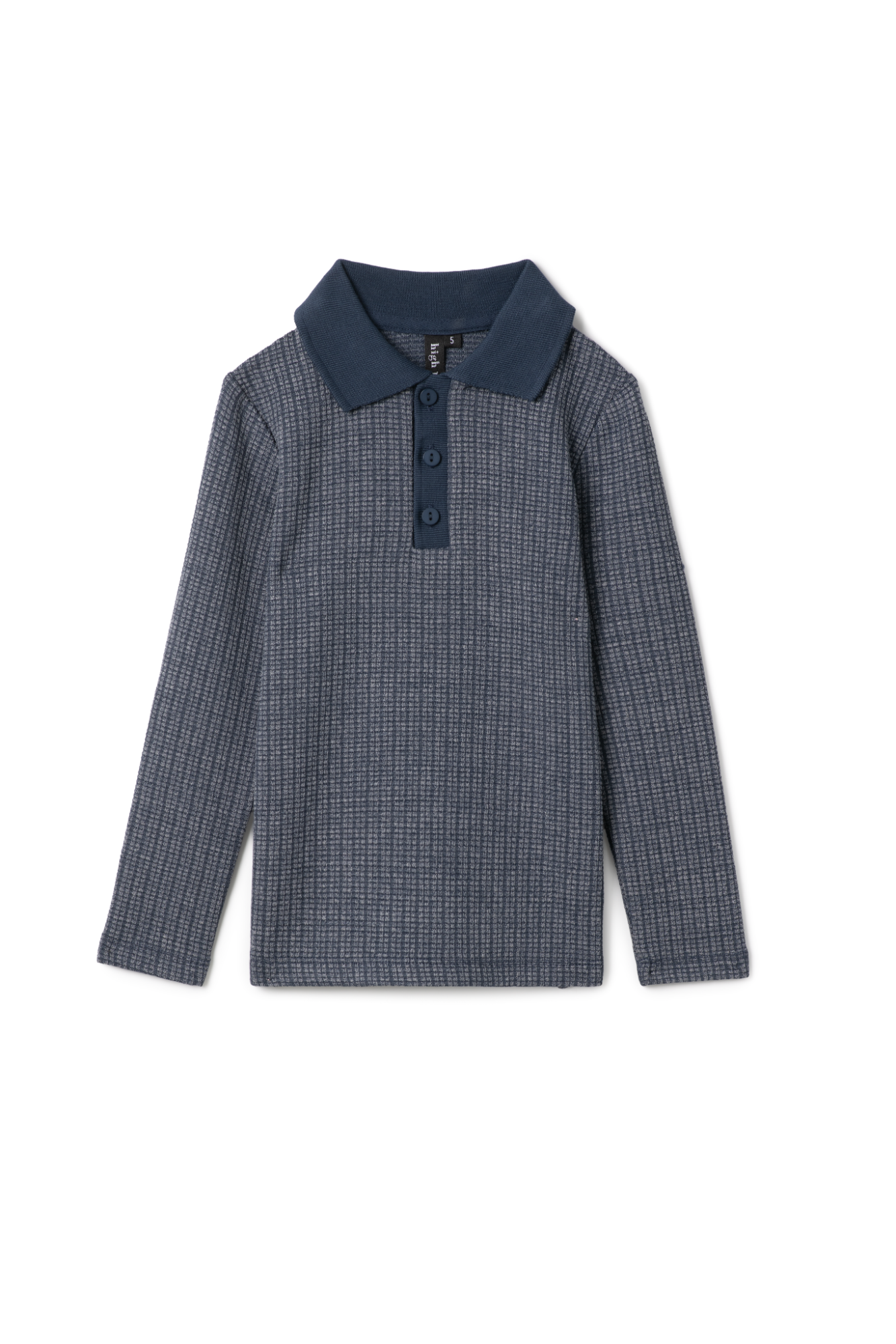 Washed Waffled Polo in Blue by High 5