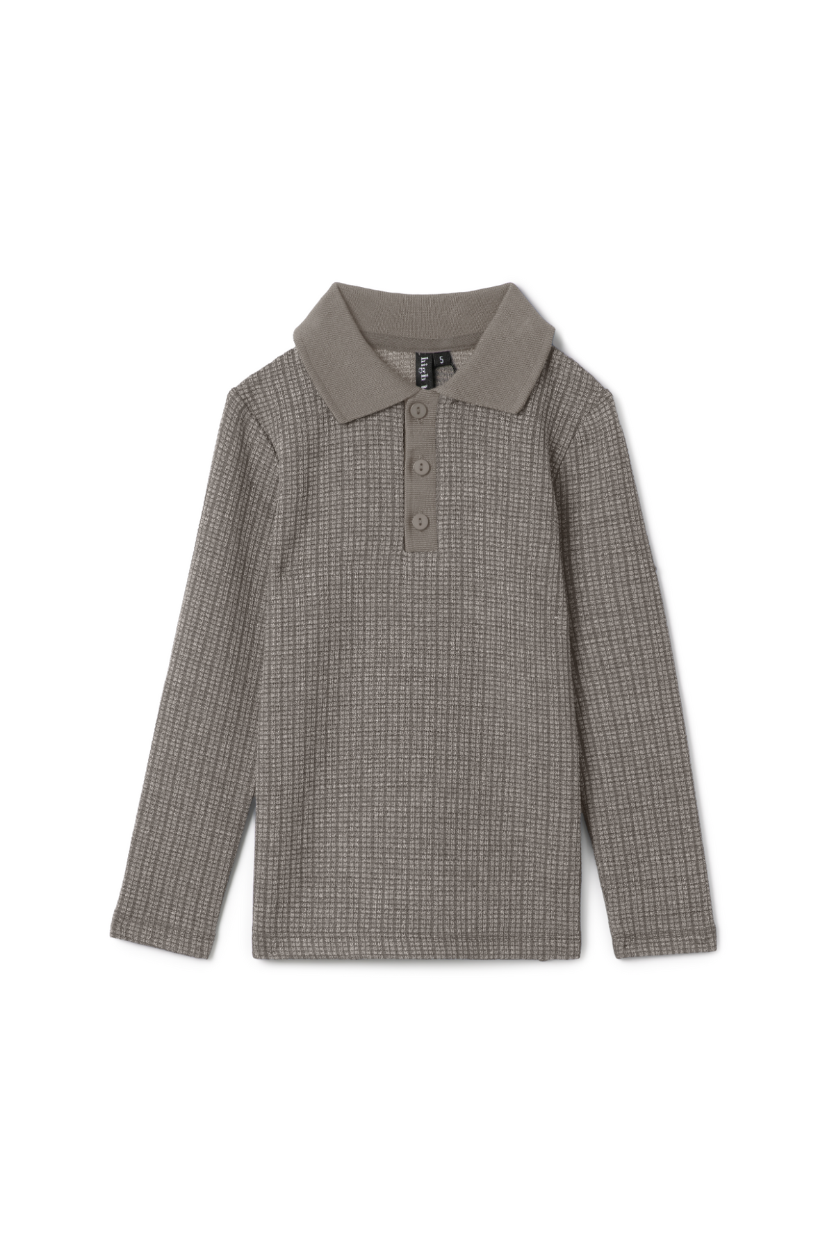 Washed Waffled Polo in Grey by High 5