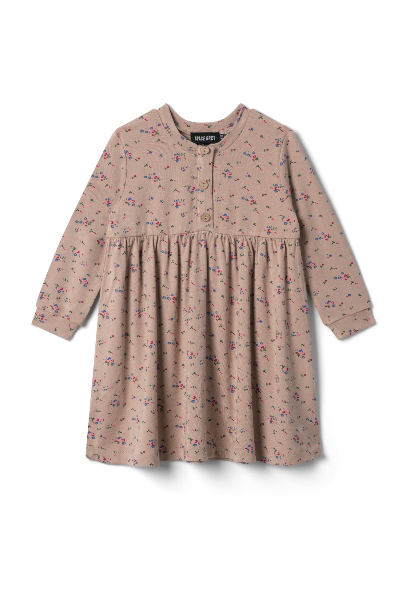 Floral Printed Dress in Beige by Space Grey