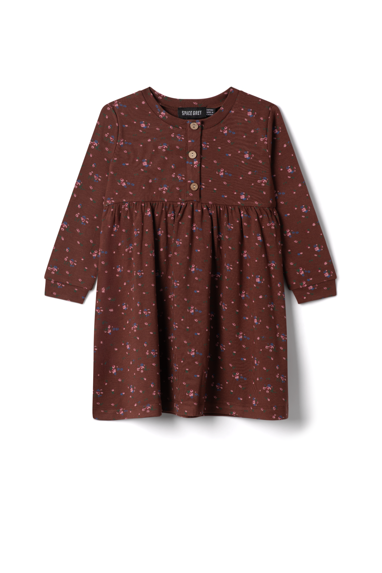 Floral Printed Dress in Burgundy by Space Grey