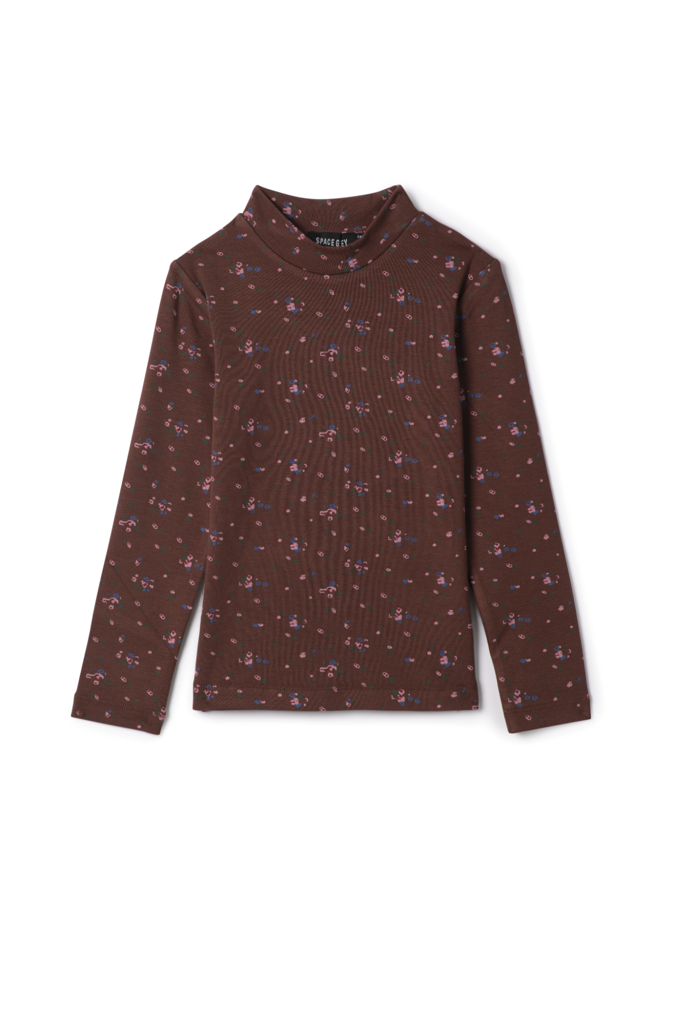 Floral Printed Mock Neck in Burgundy by Space Grey
