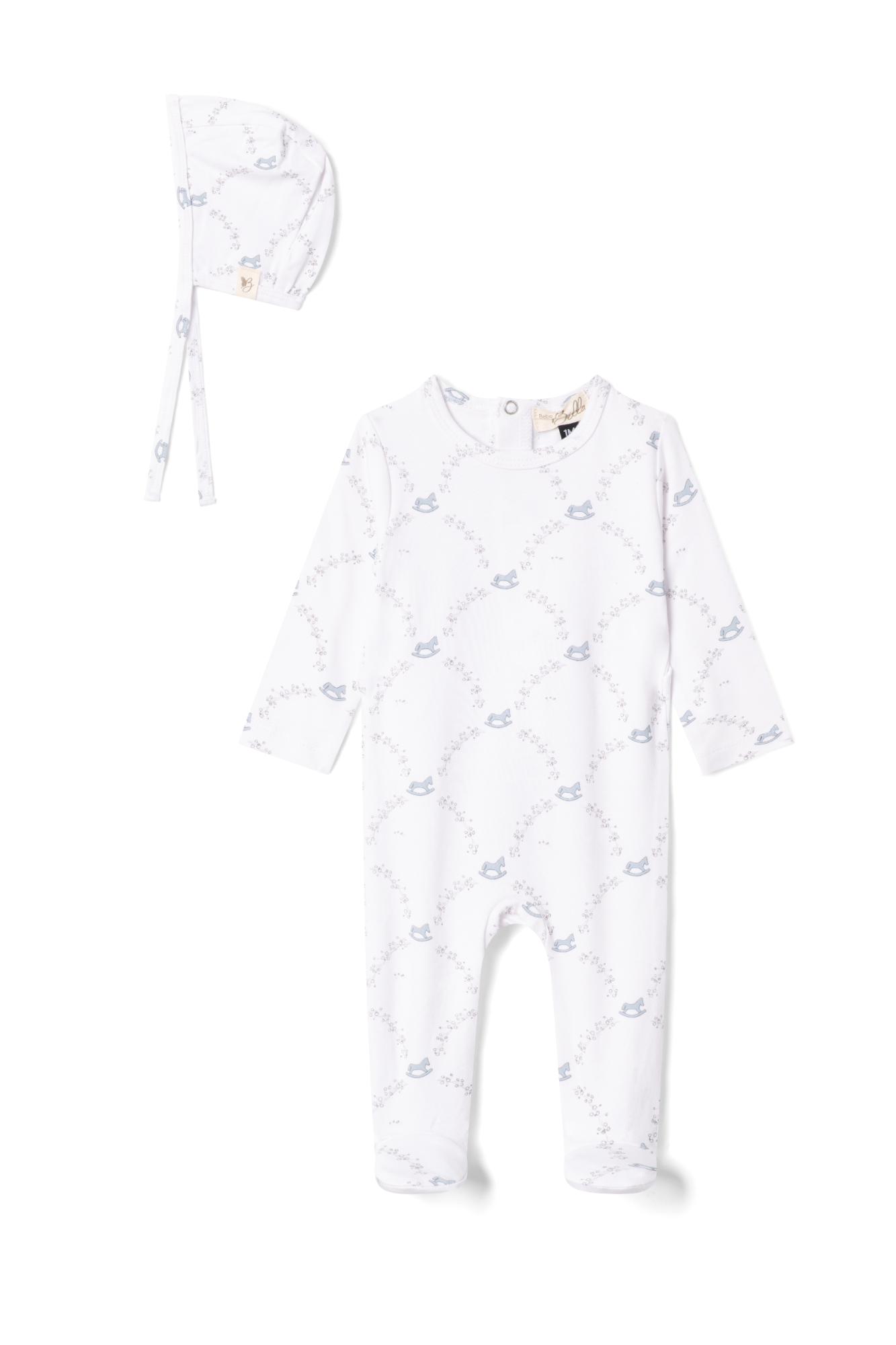 Rocking Horse Print Onesie in White by Bebe Bella