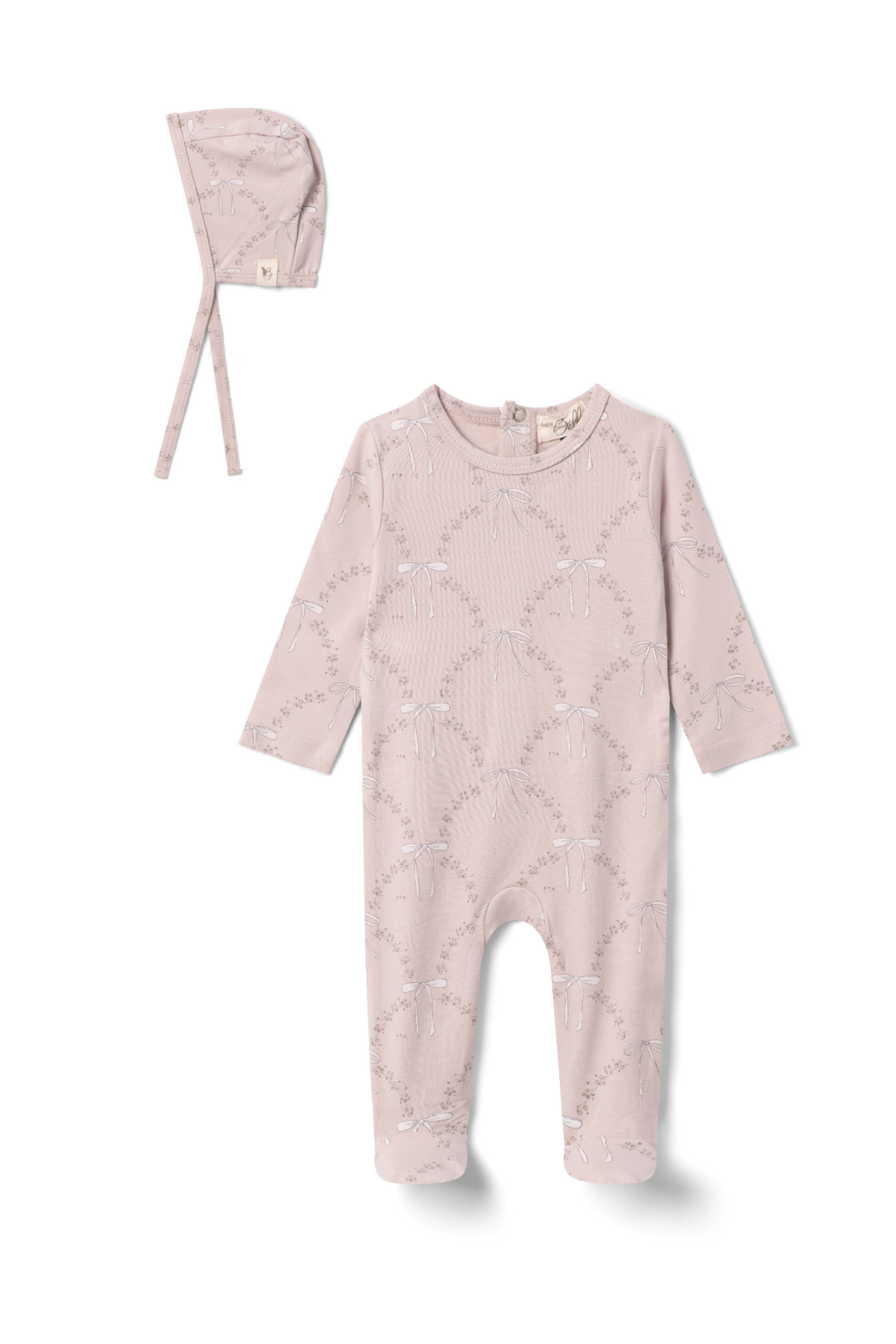Bow Print Onesie in Primrose by Bebe Bella