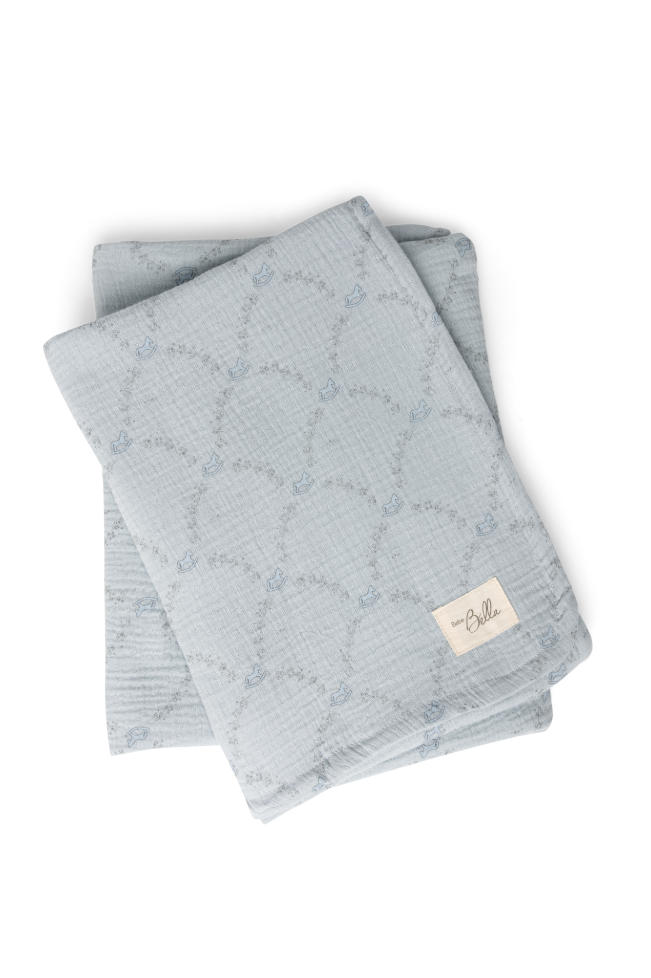 Rocking Horse Print Swaddle in Blue Mist One Size by Bebe Bella