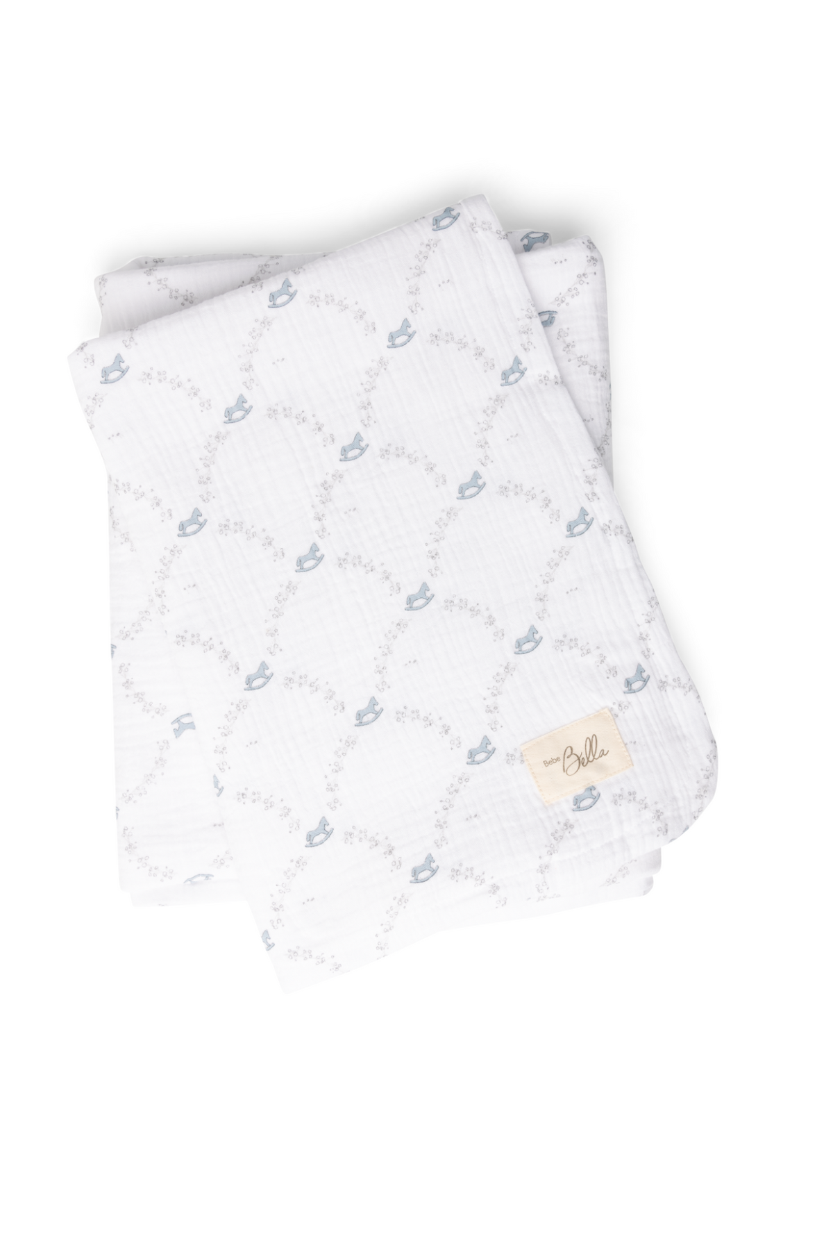 Rocking Horse Print Swaddle in White One Size by Bebe Bella