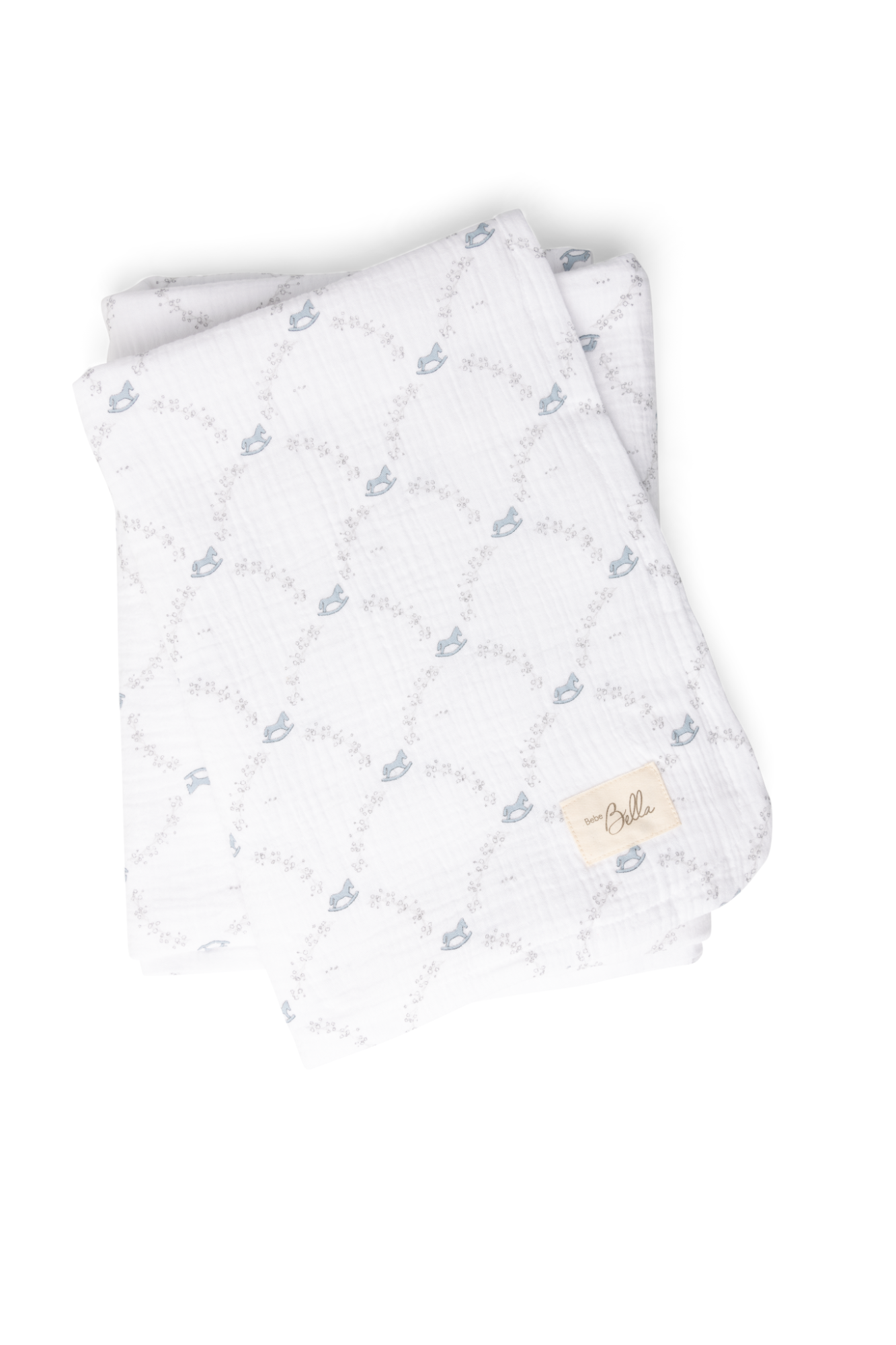 Rocking Horse Print Swaddle in White One Size by Bebe Bella