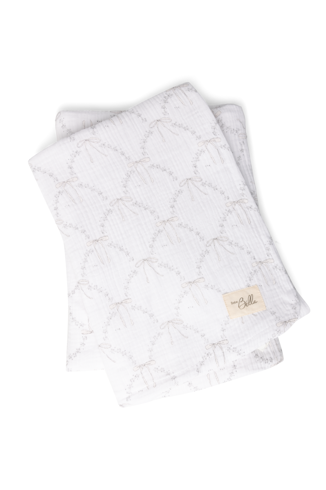 Bow Print Swaddle in White One Size by Bebe Bella