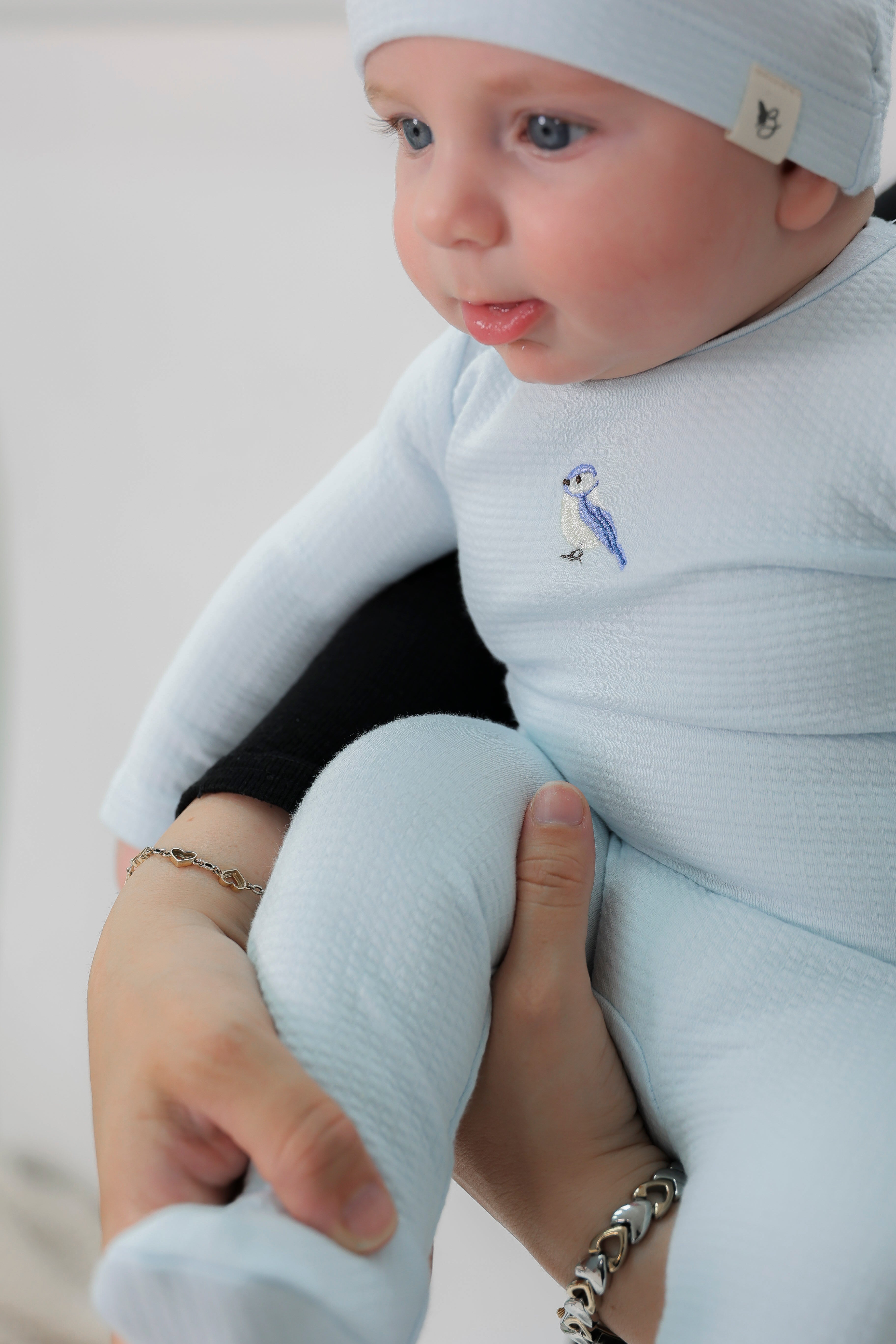 Checkered Bird Applique Onesie in by Bebe Bella