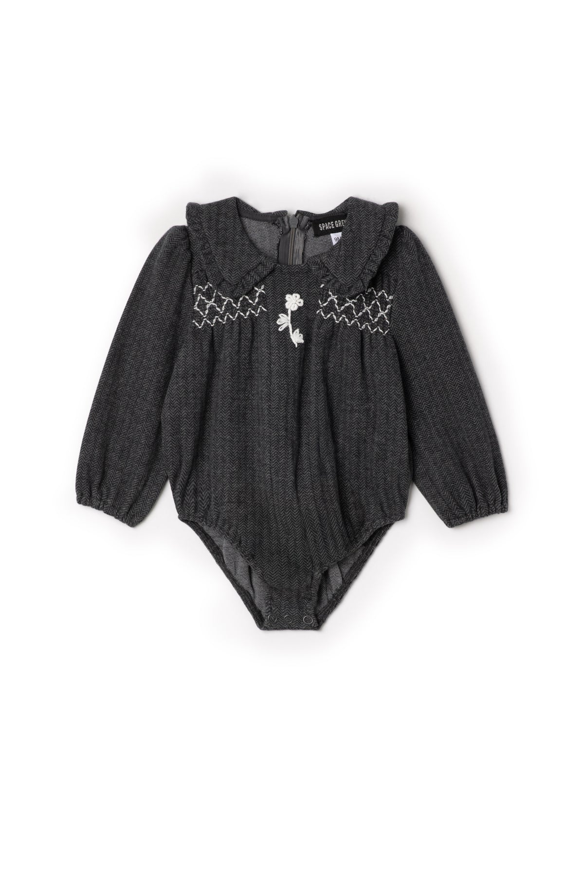 Herringbone Stretch Bubble in Black by Space Grey