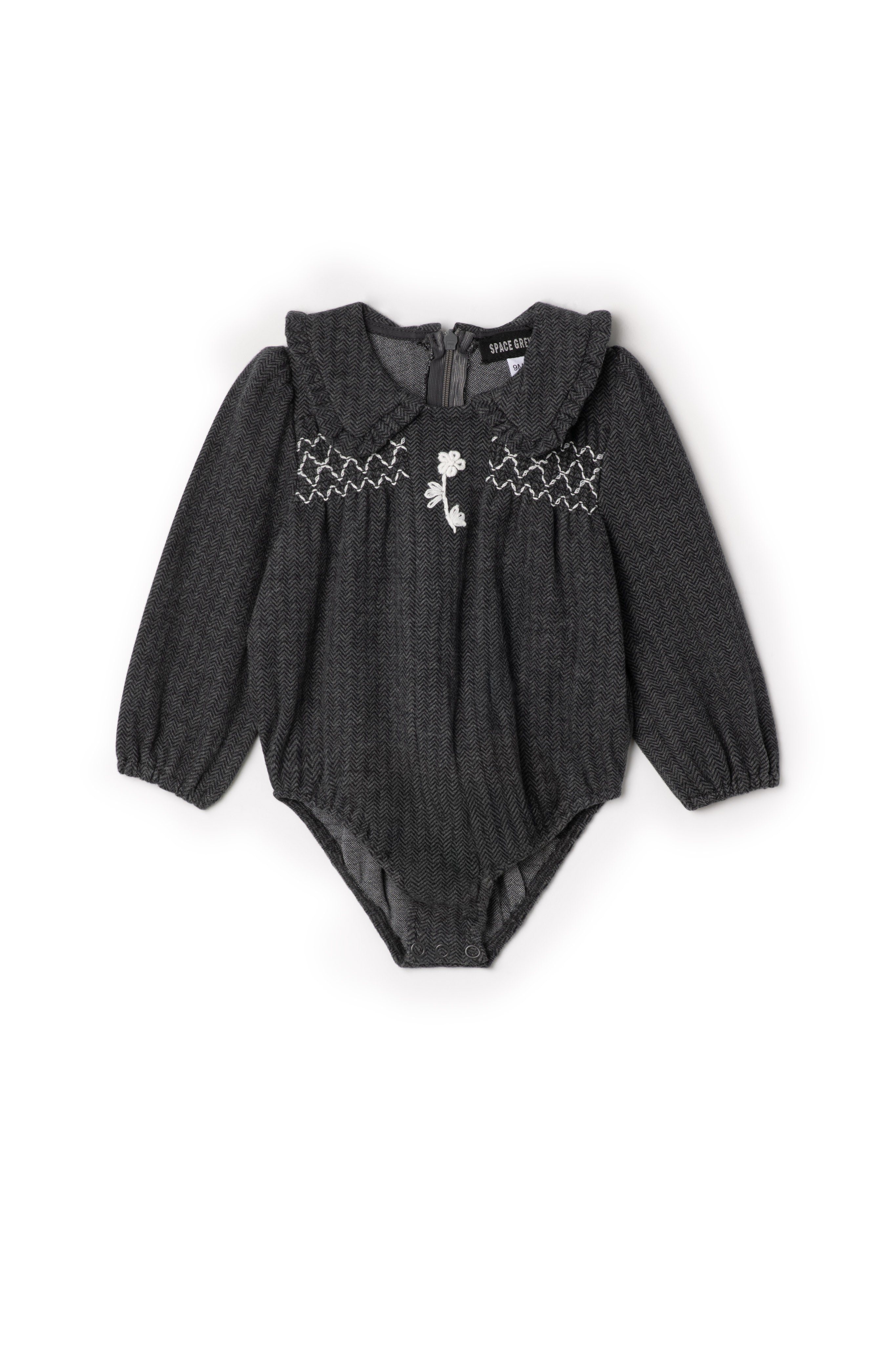 Herringbone Stretch Bubble in Black by Space Grey