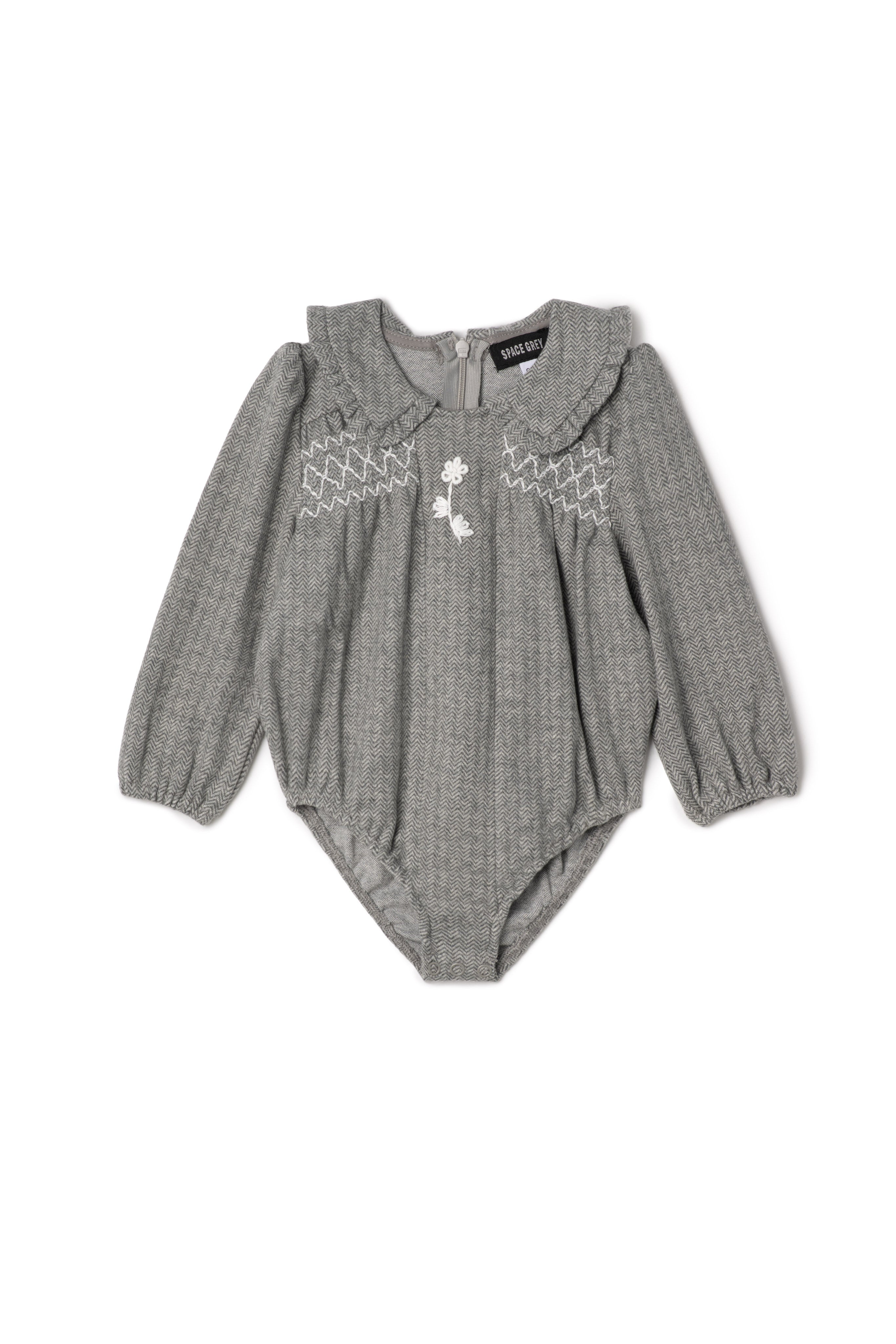 Herringbone Stretch Bubble in Grey by Space Grey