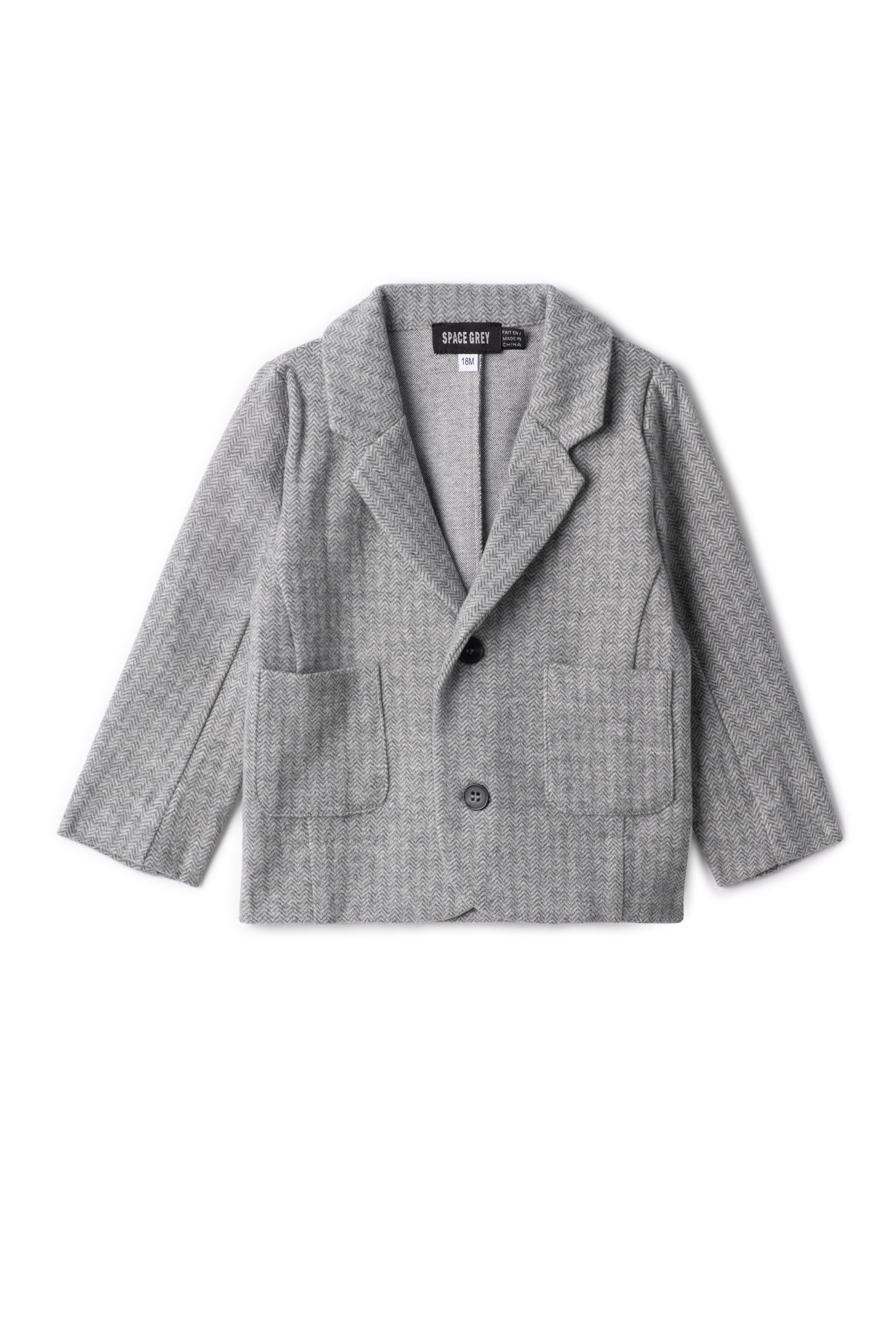 Herringbone Stretch Blazer in Grey by Space Grey