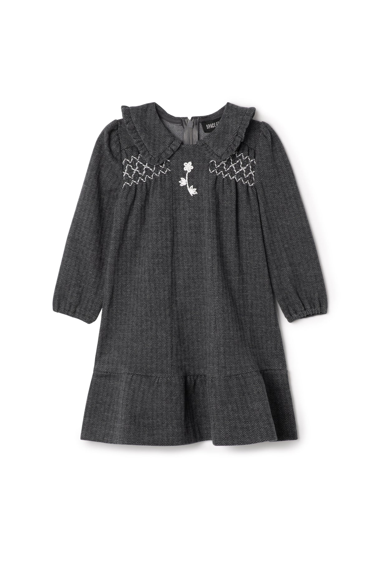 Herringbone Stretch Dress in Black by Space Grey