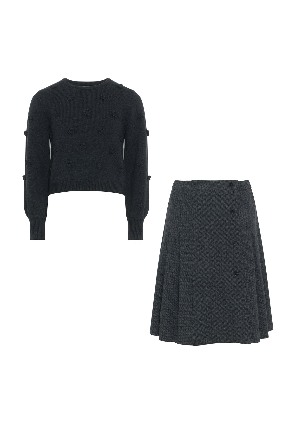 Herringbone Stretch Set in Black by Space Grey