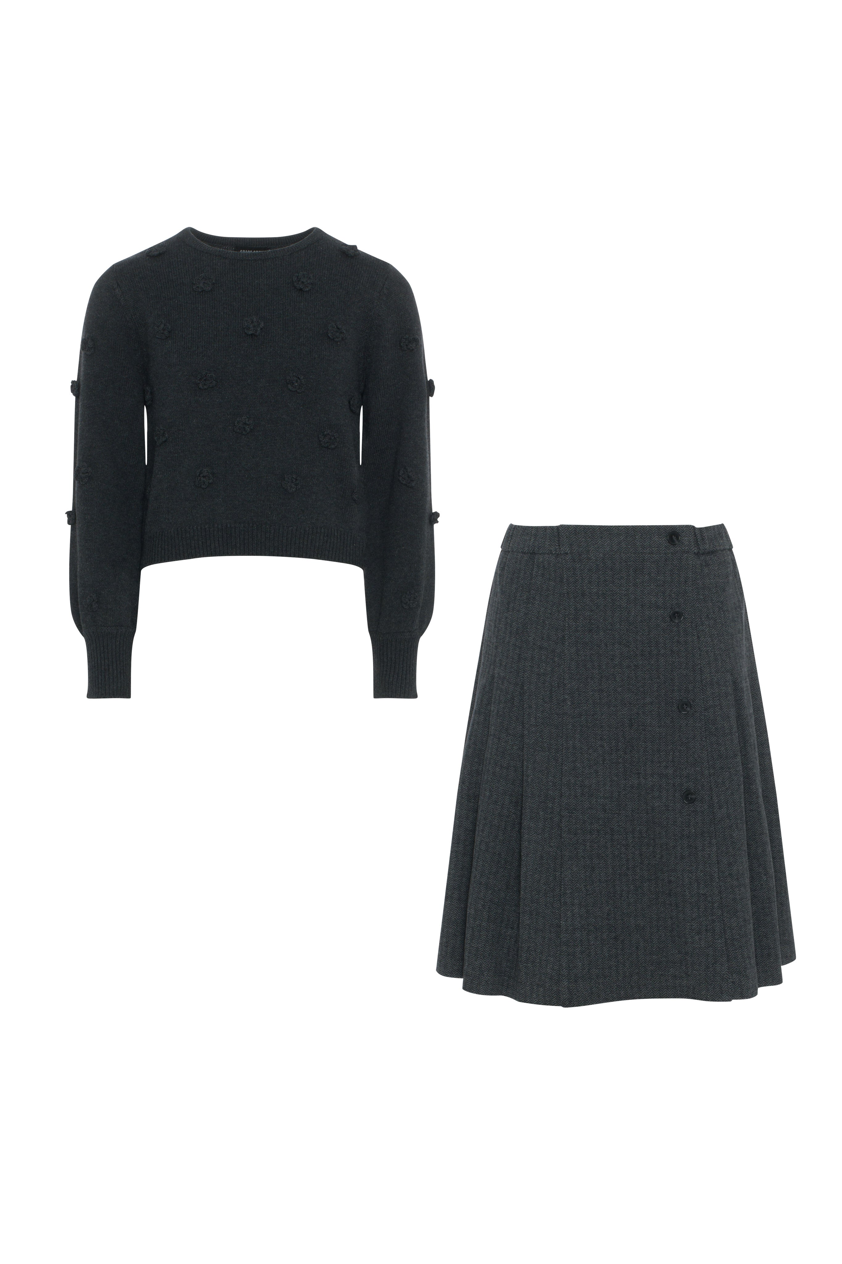 Herringbone Stretch Set in Black by Space Grey