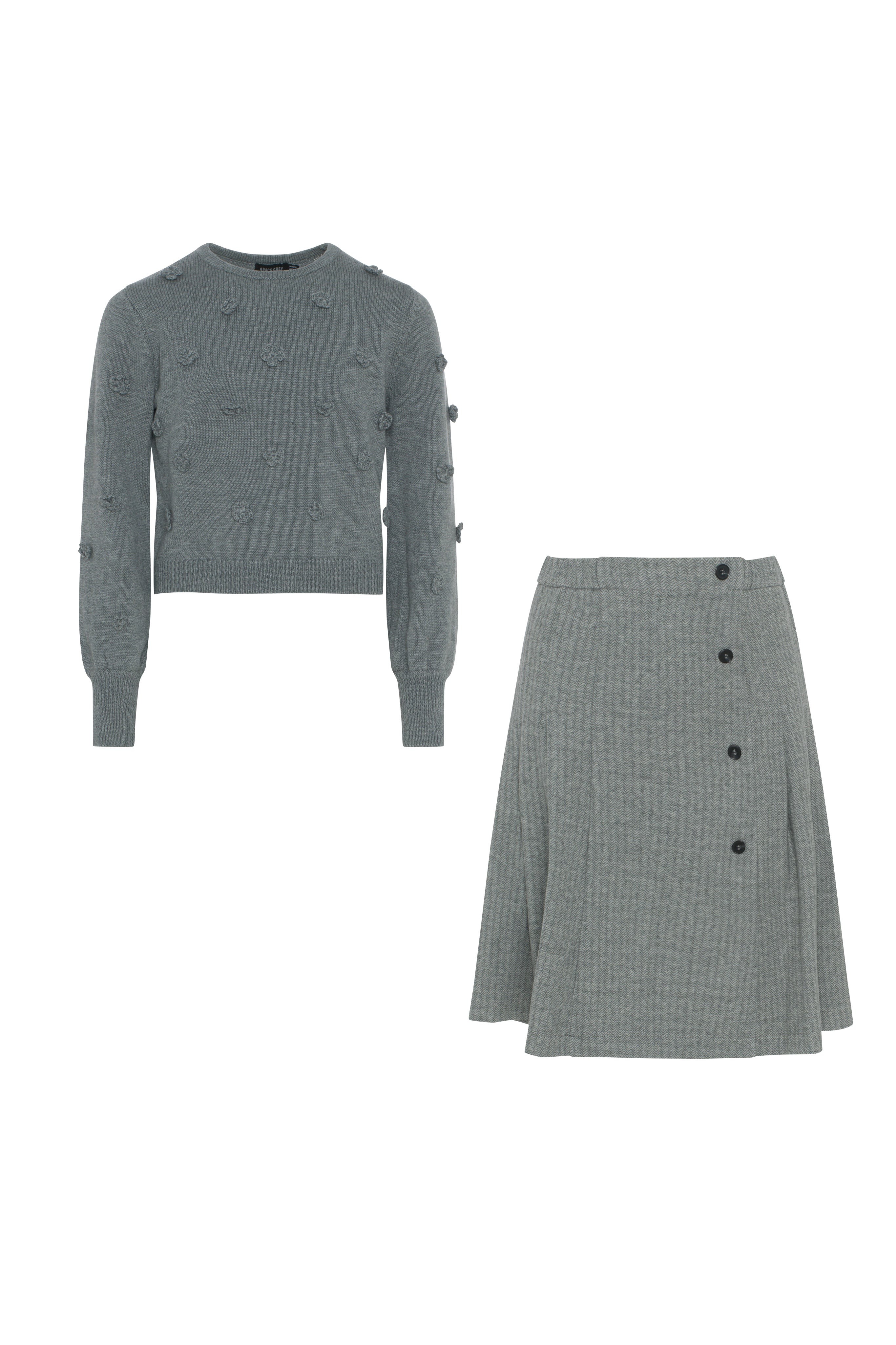 Herringbone Stretch Set in Grey by Space Grey