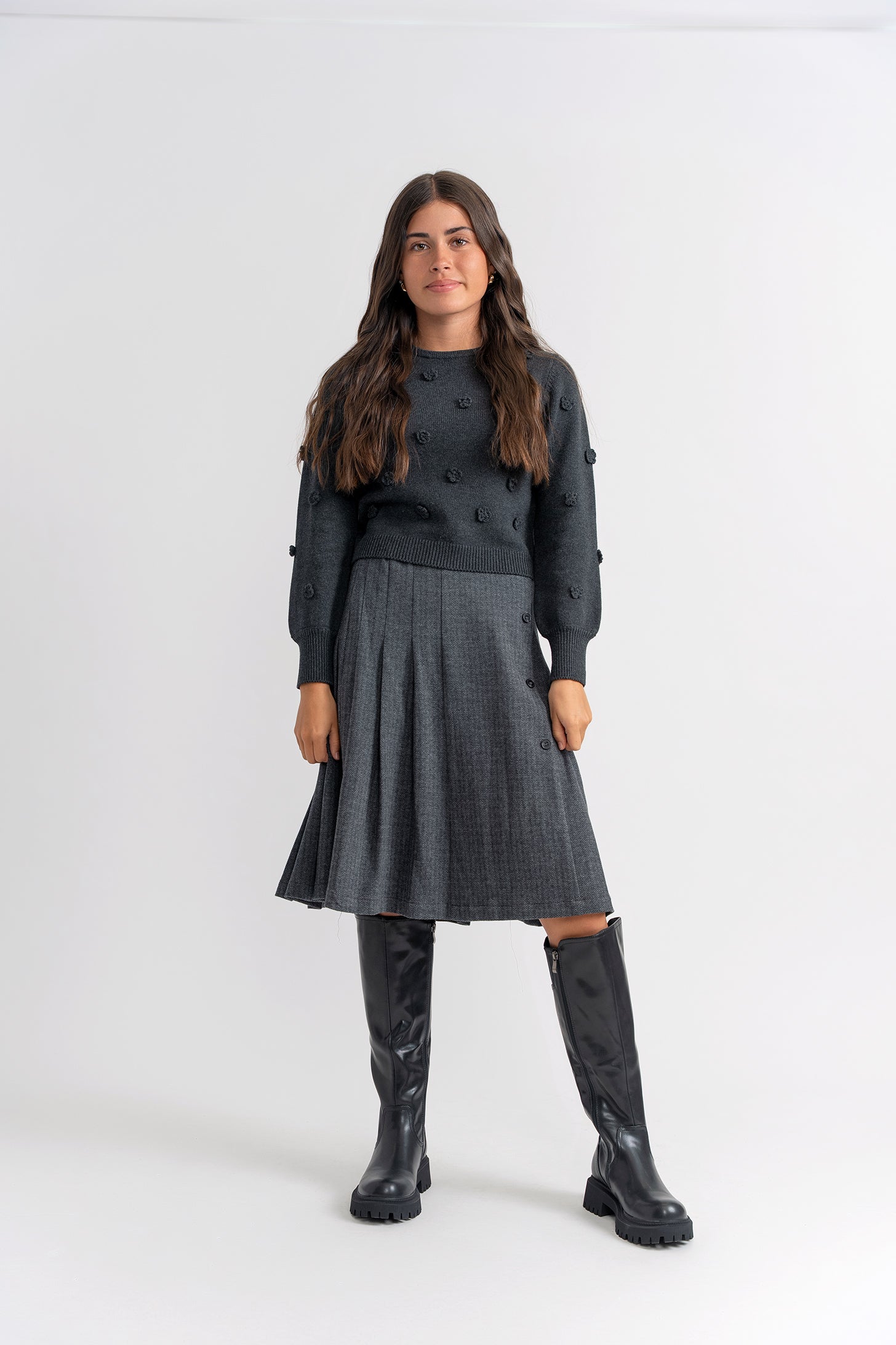 Herringbone Stretch Set in by Space Grey