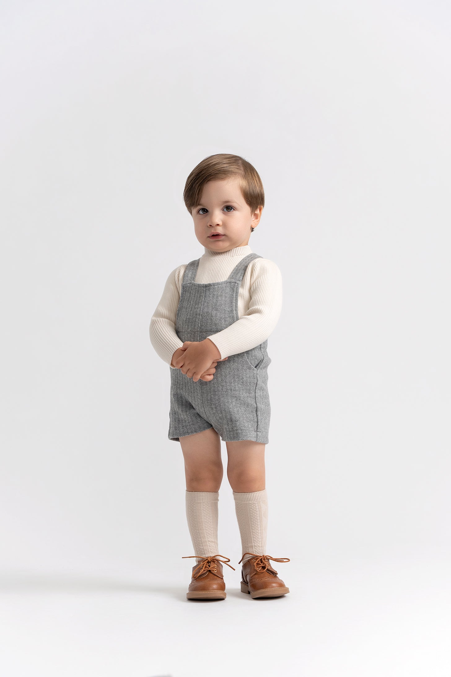 Herringbone Stretch Overalls in by Space Grey