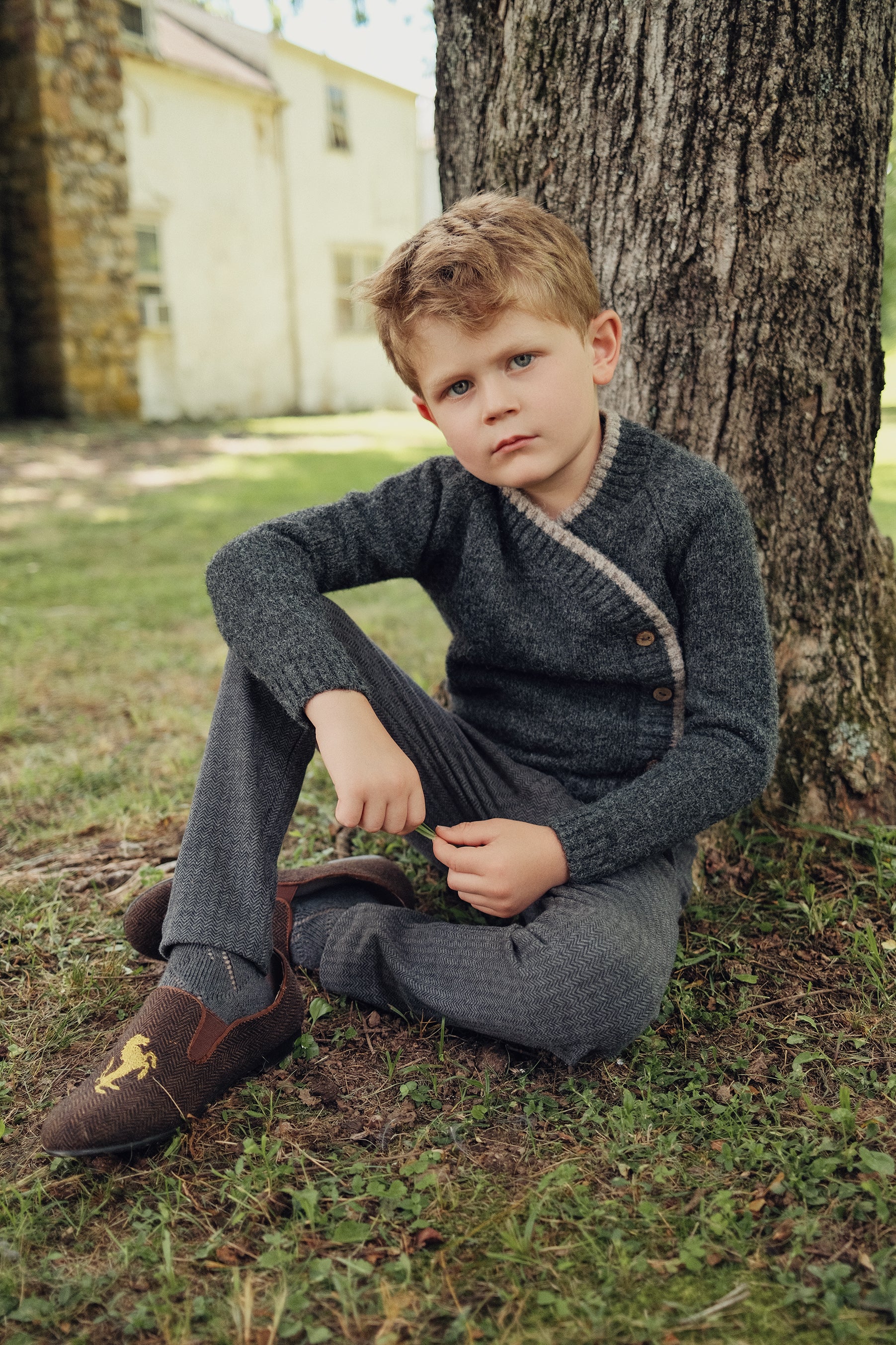 Herringbone Stretch Pants in by Space Grey