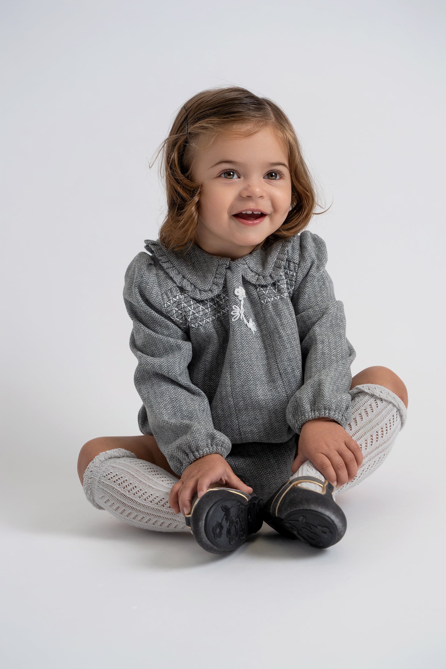 Herringbone Stretch Bubble in by Space Grey