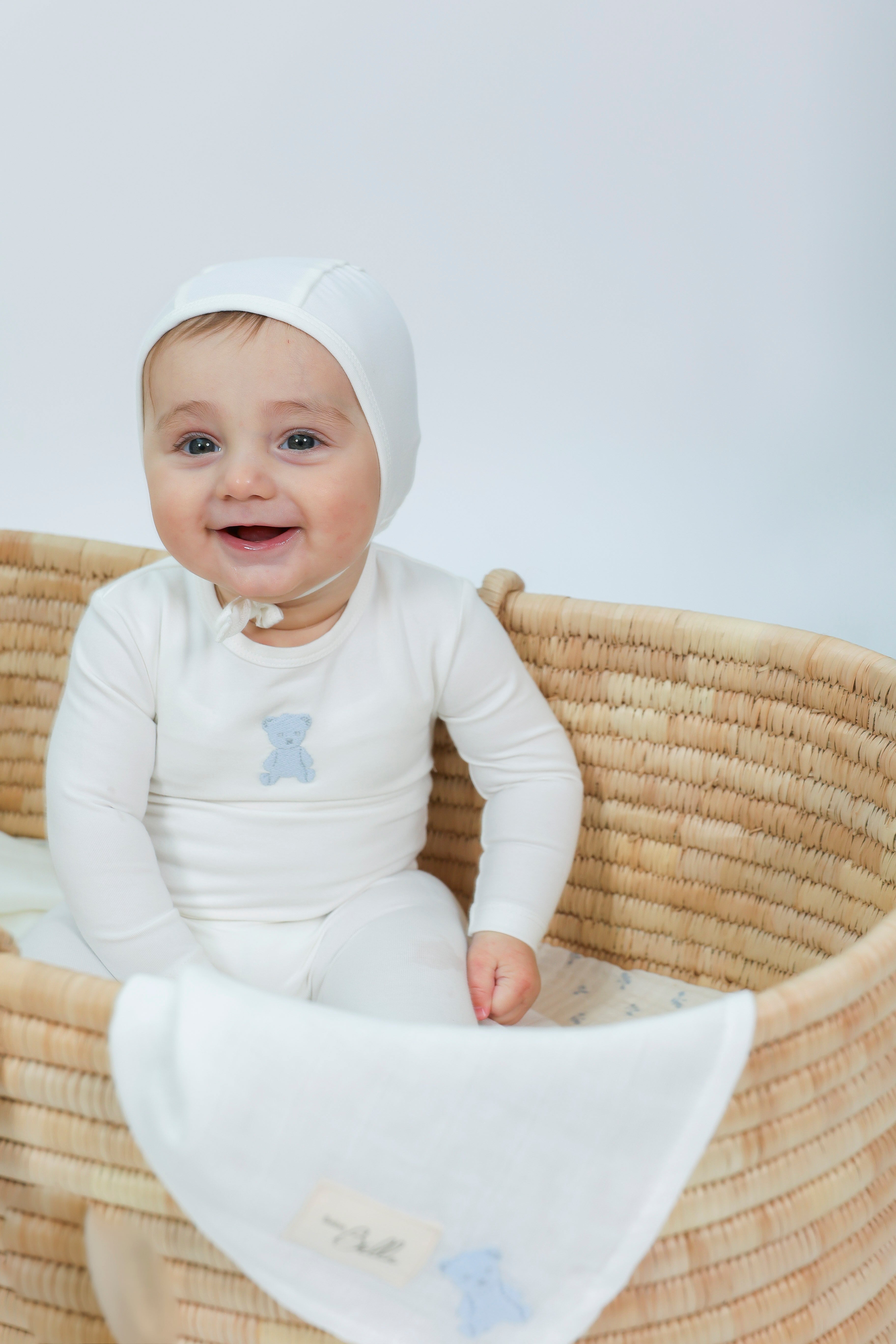 Bear Embroidered Onesie in by Bebe Bella