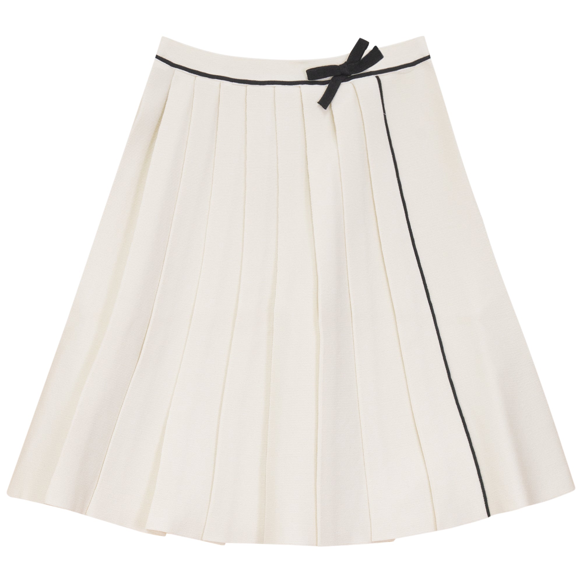 Pleated Knit Skirt in Cream by Imagine