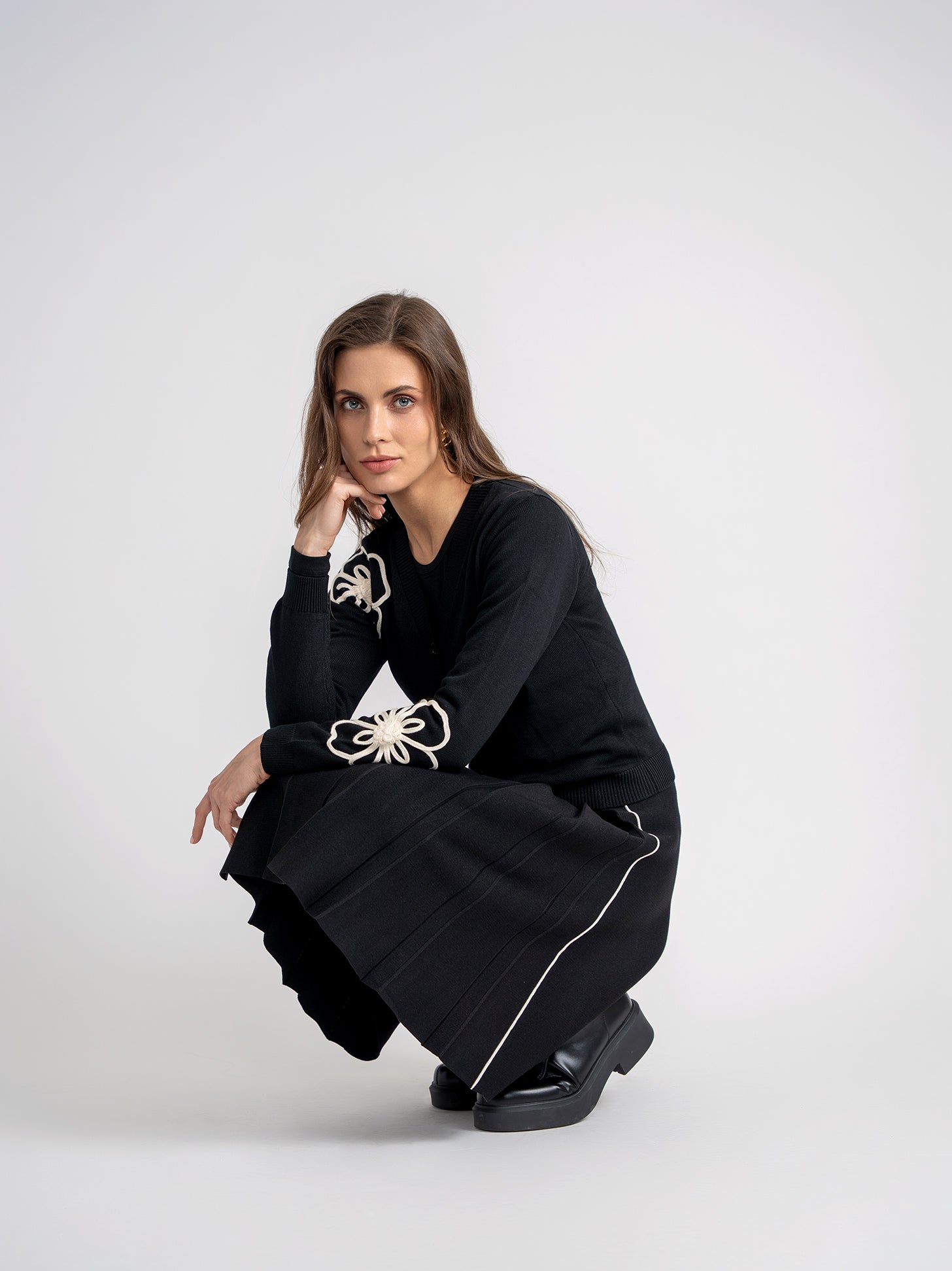 Pleated Knit Skirt in by Imagine