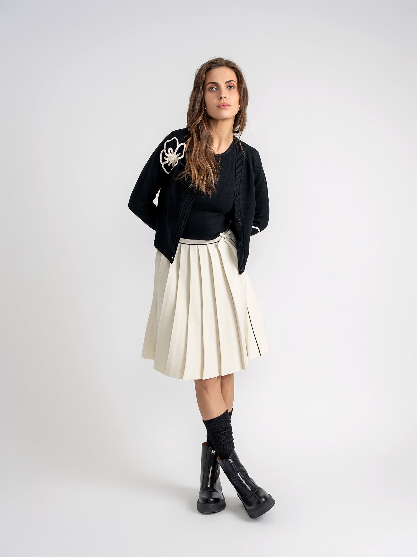 Pleated Knit Skirt in by Imagine
