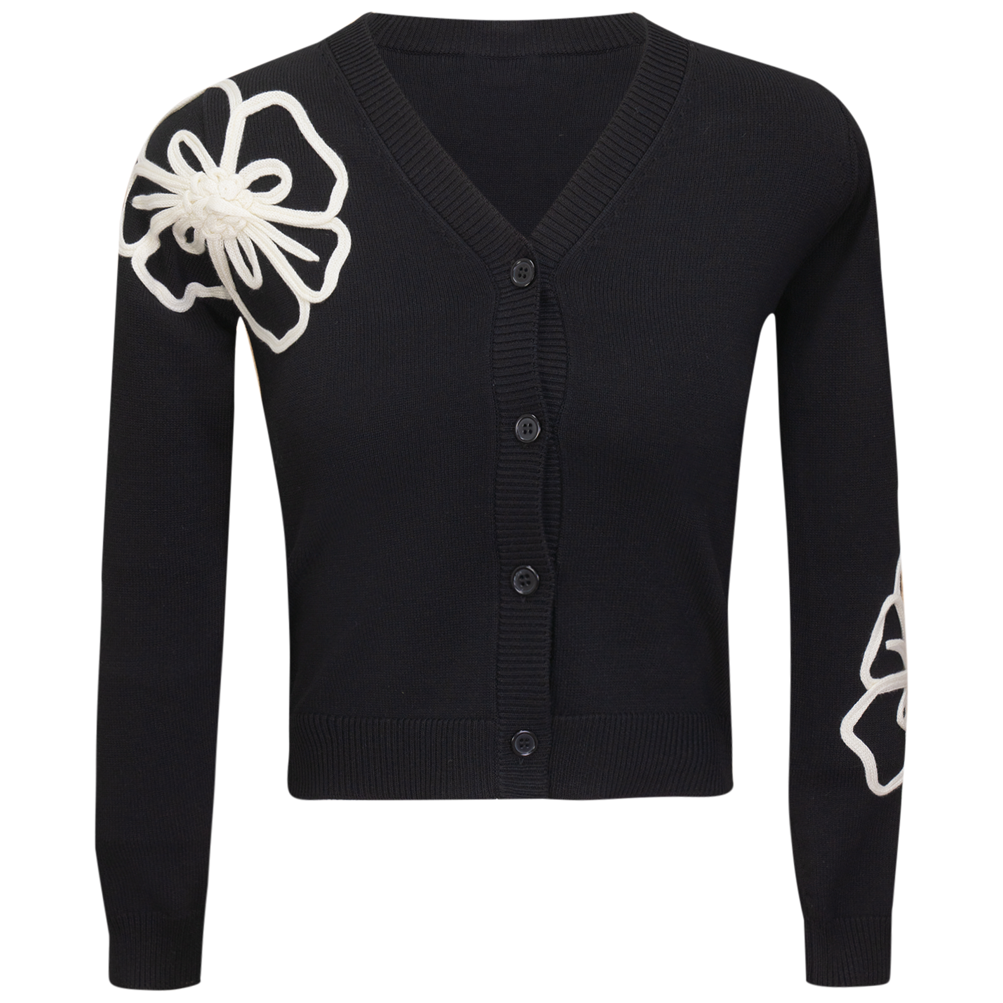 Contrast Embroidered Cardigan in Black by Imagine