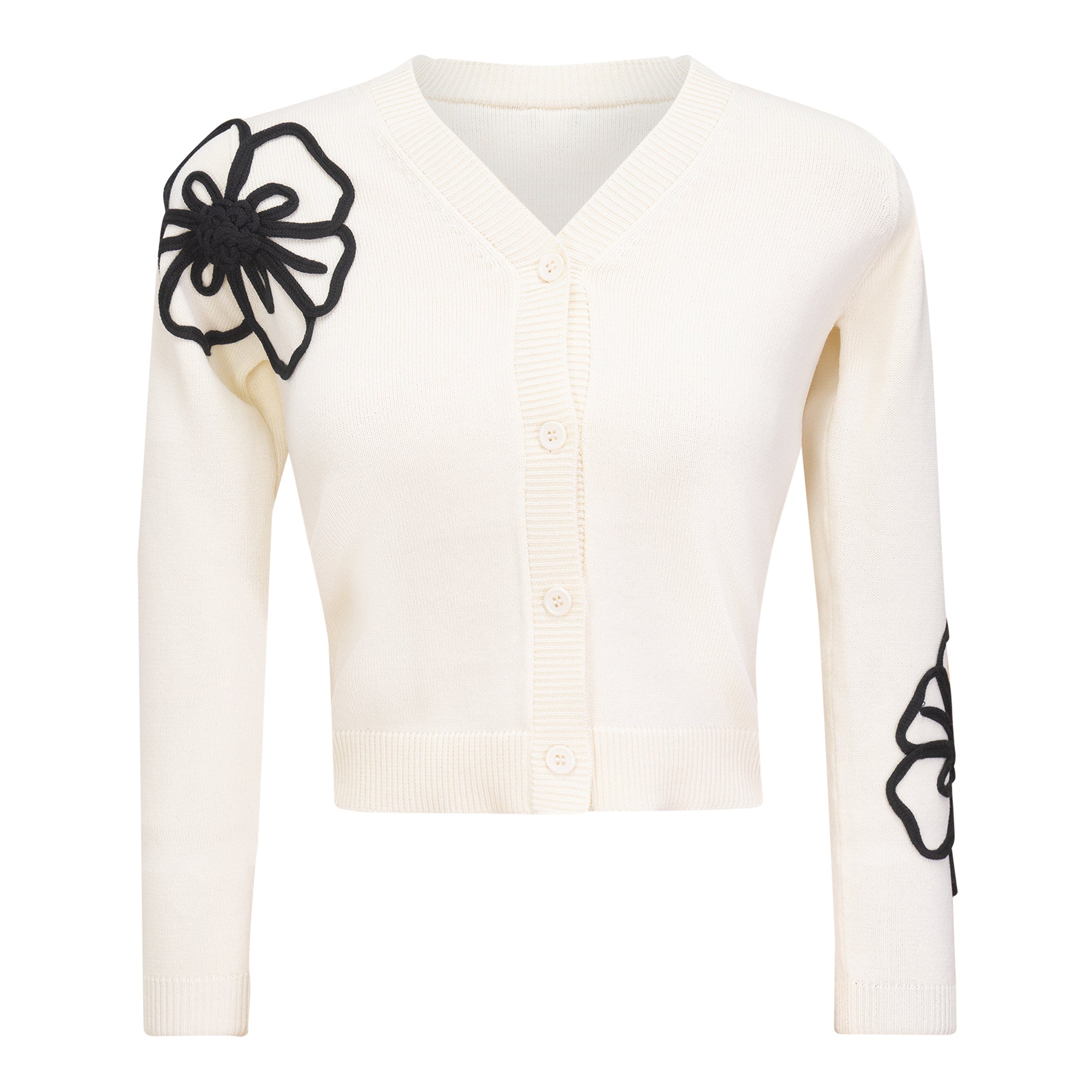 Contrast Embroidered Cardigan in Cream by Imagine