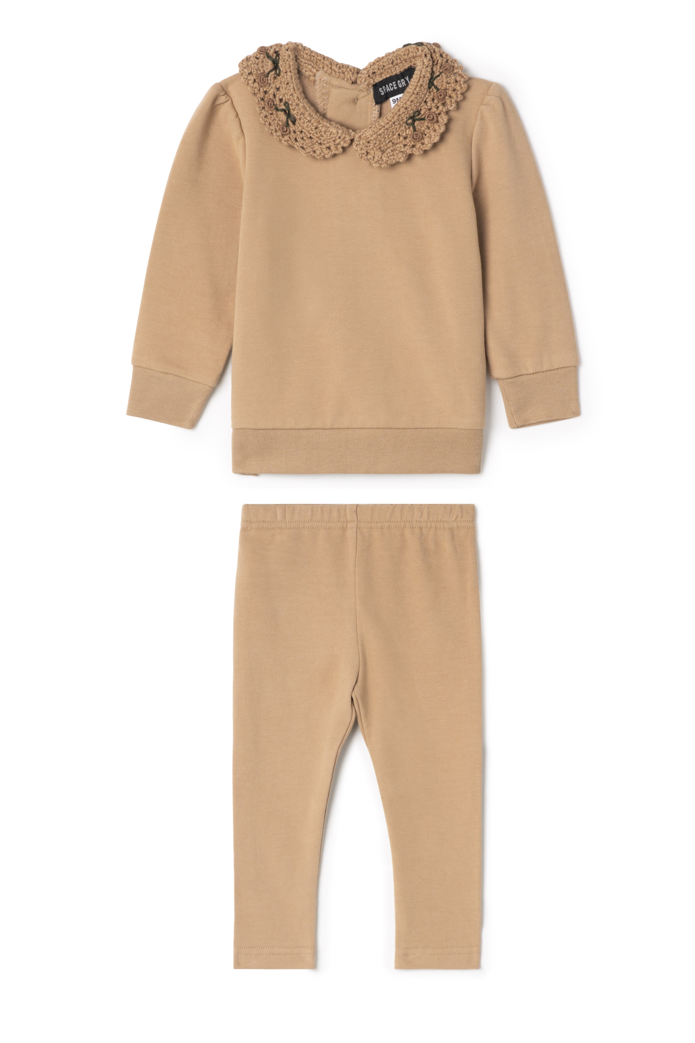 Crochet Collar 2Pc Set in Dusty Pink by Space Grey