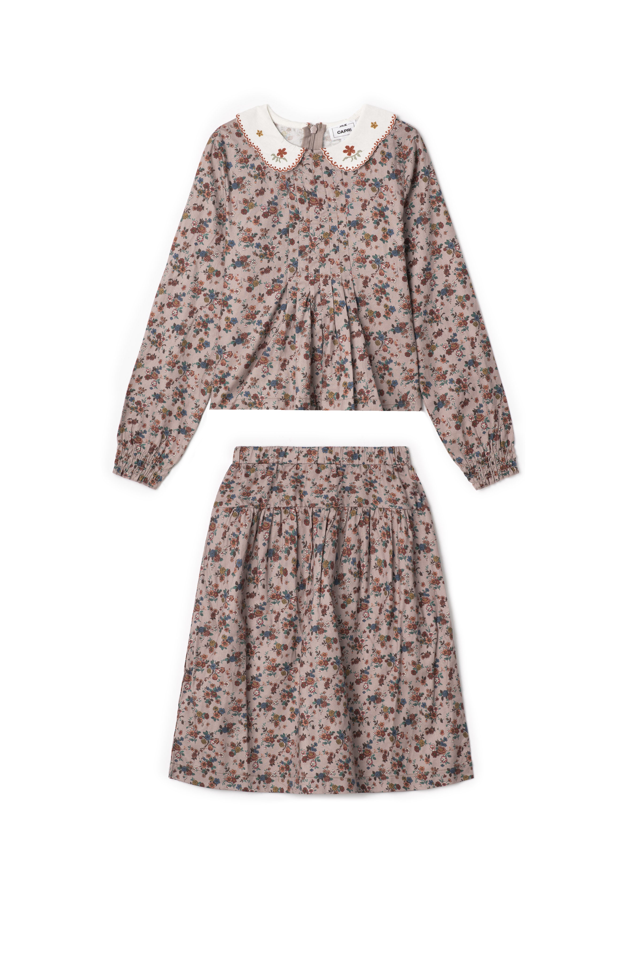 Woven Emboidered 2Pc Set in Burgundy Beige by Jolie Capri