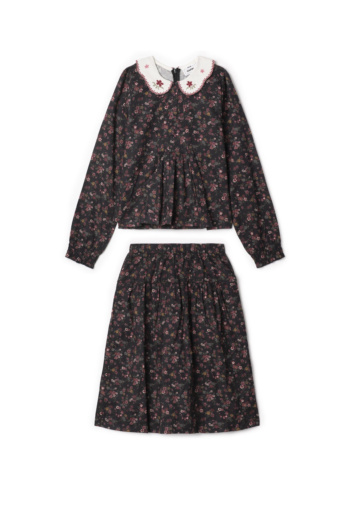 Woven Emboidered 2Pc Set in Burgundy Black by Jolie Capri