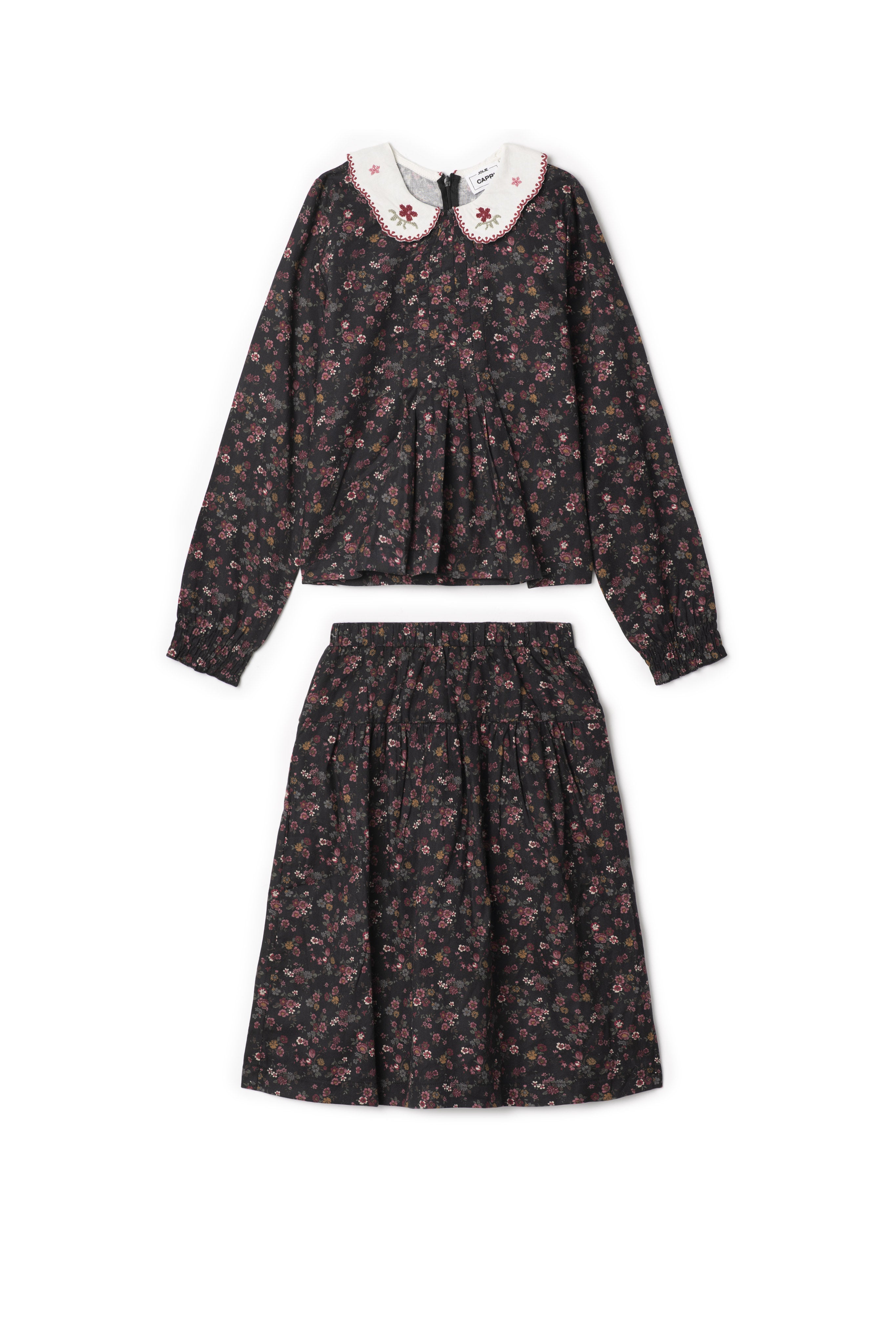 Woven Emboidered 2Pc Set in Burgundy Black by Jolie Capri