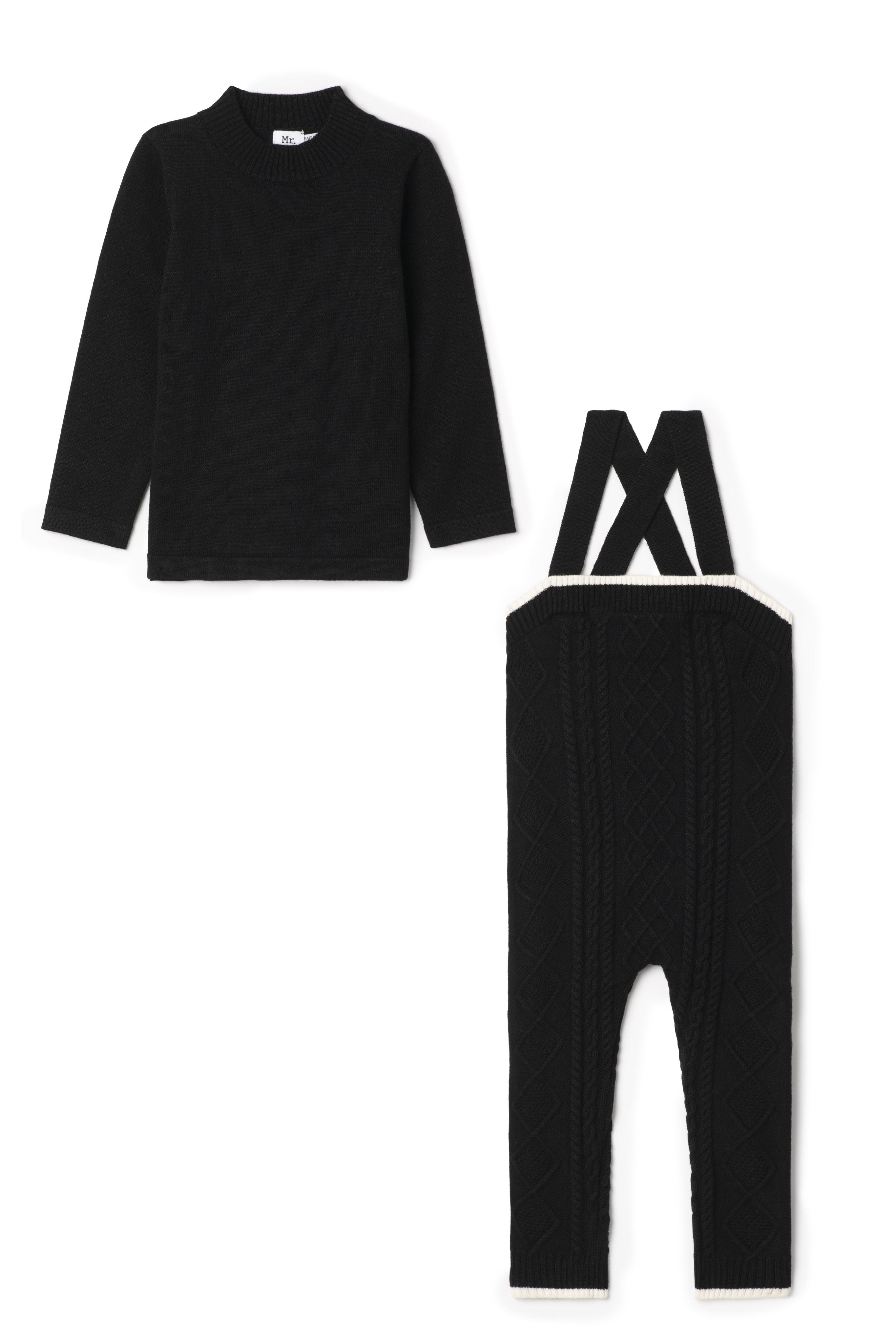 Cable Knit Overall Set in Black by Mr. Mr.