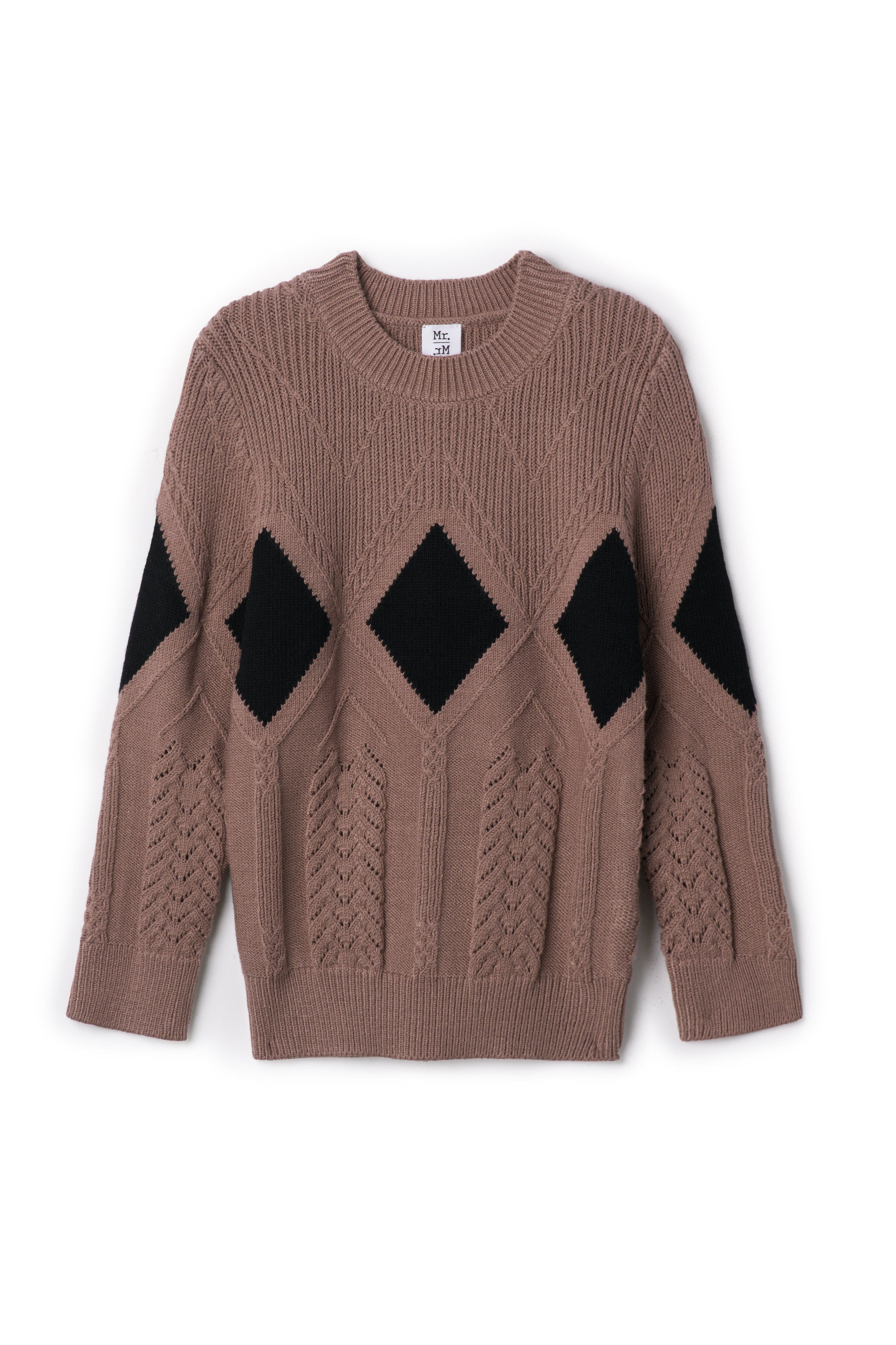 Diamond Pointelle Sweater in Taupe by Mr. Mr.