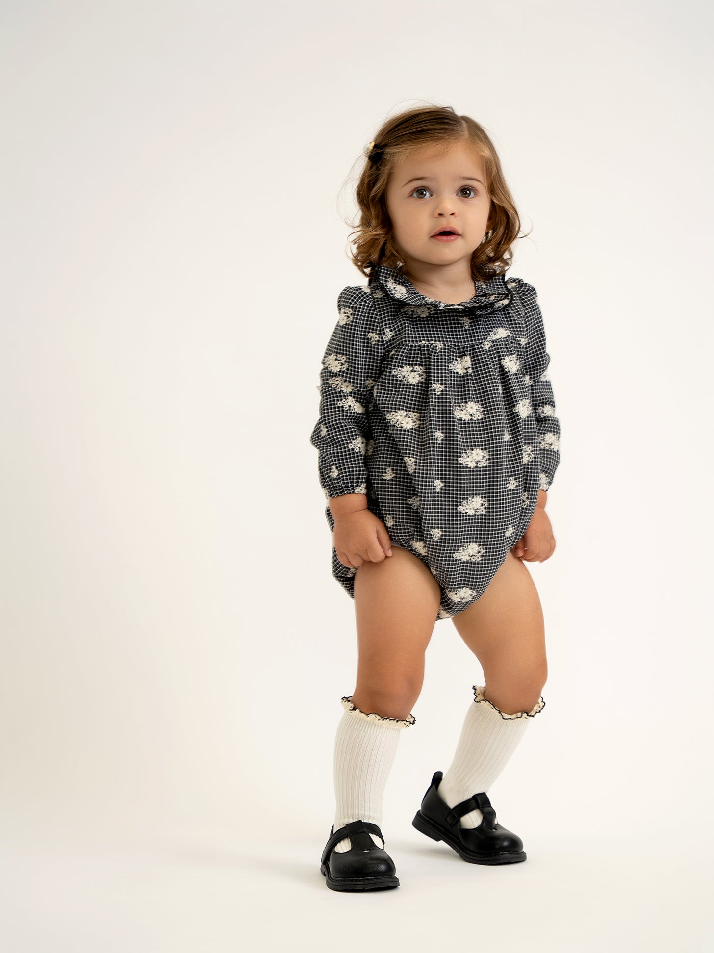 Checkered Embroidered Bubble in by Space Grey