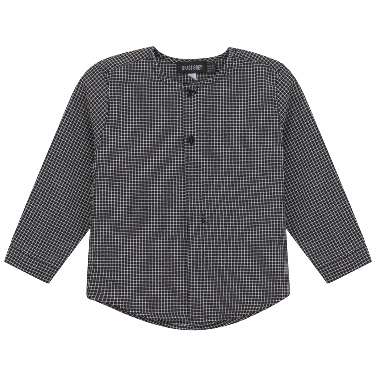 Checkered Woven Shirt in Black by Space Grey