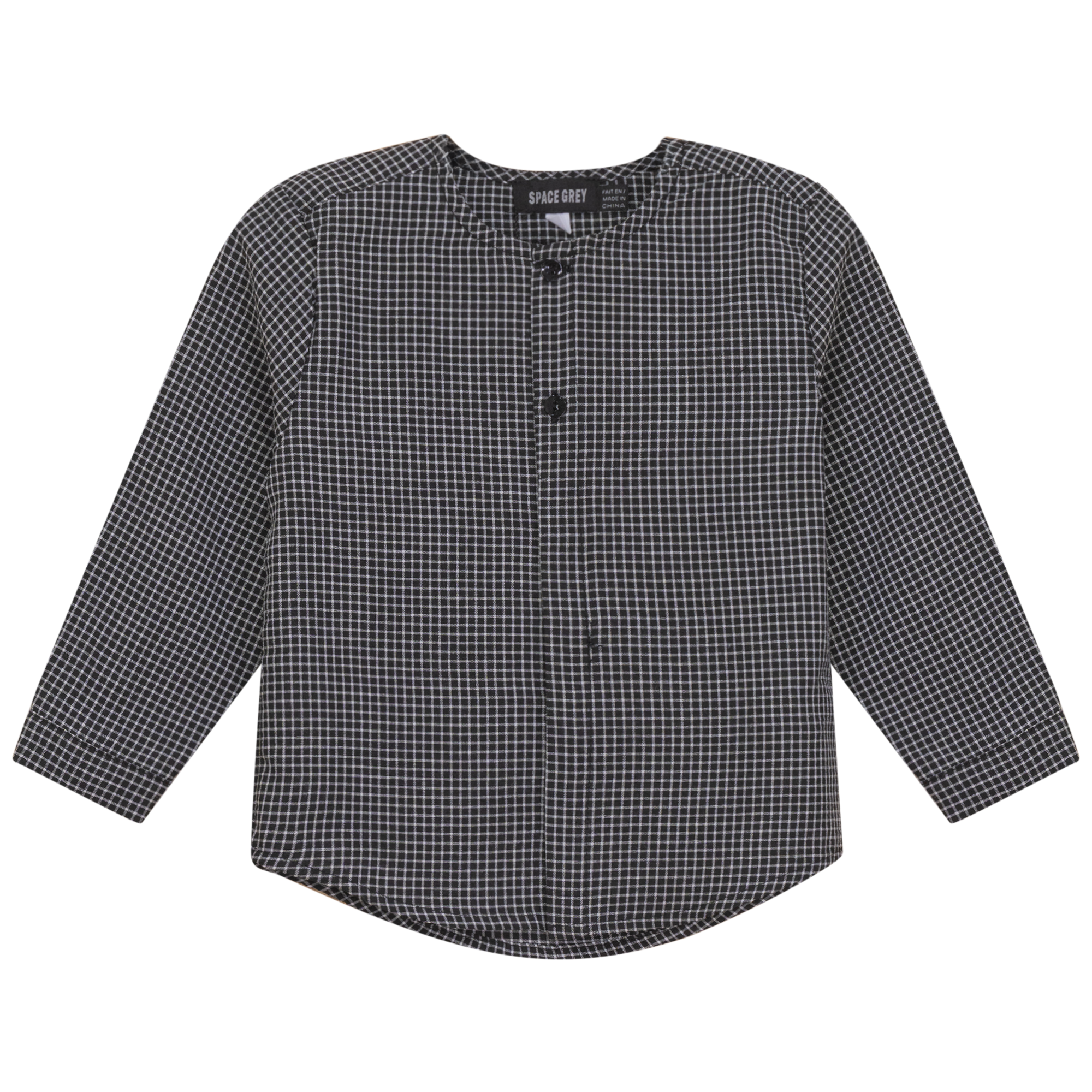 Checkered Woven Shirt in Black by Space Grey